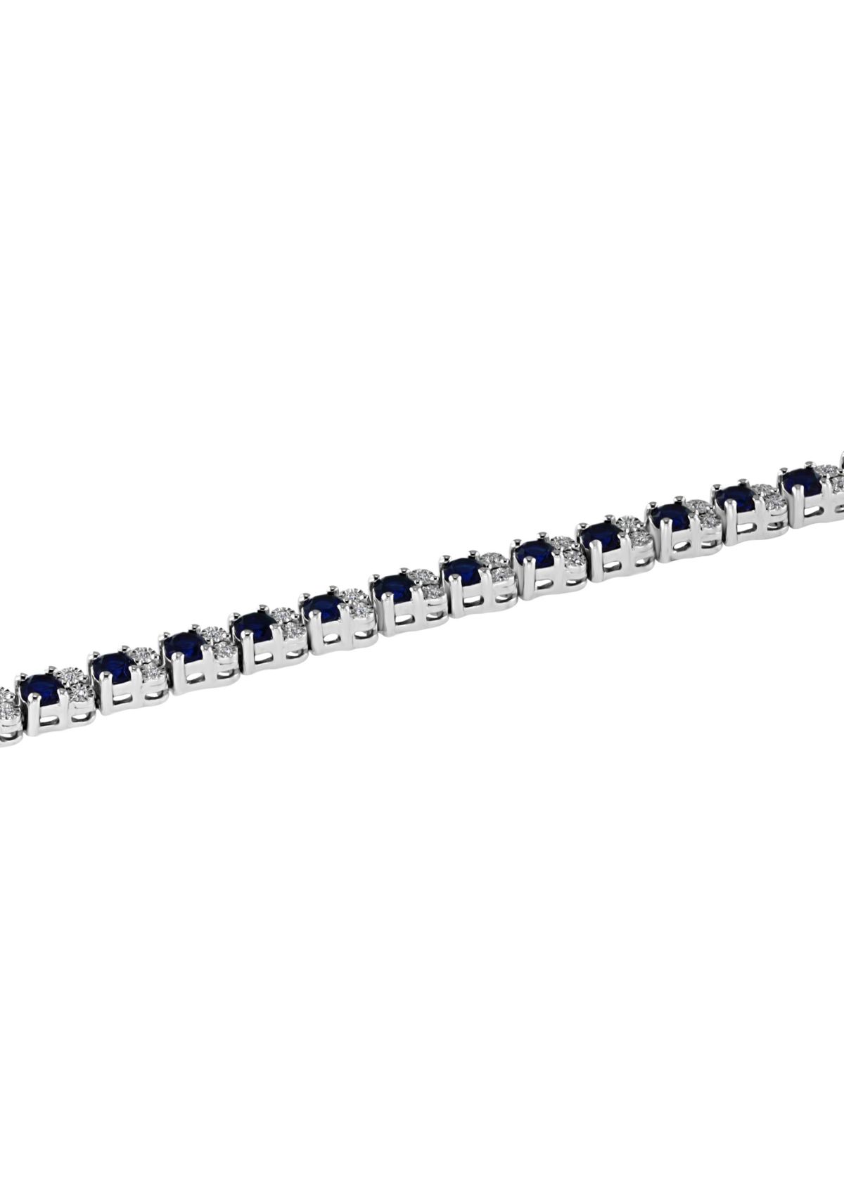  3.87 ct. t.w. Sapphire and 1/5 ct. t.w. Diamond Bracelet in Sterling Silver