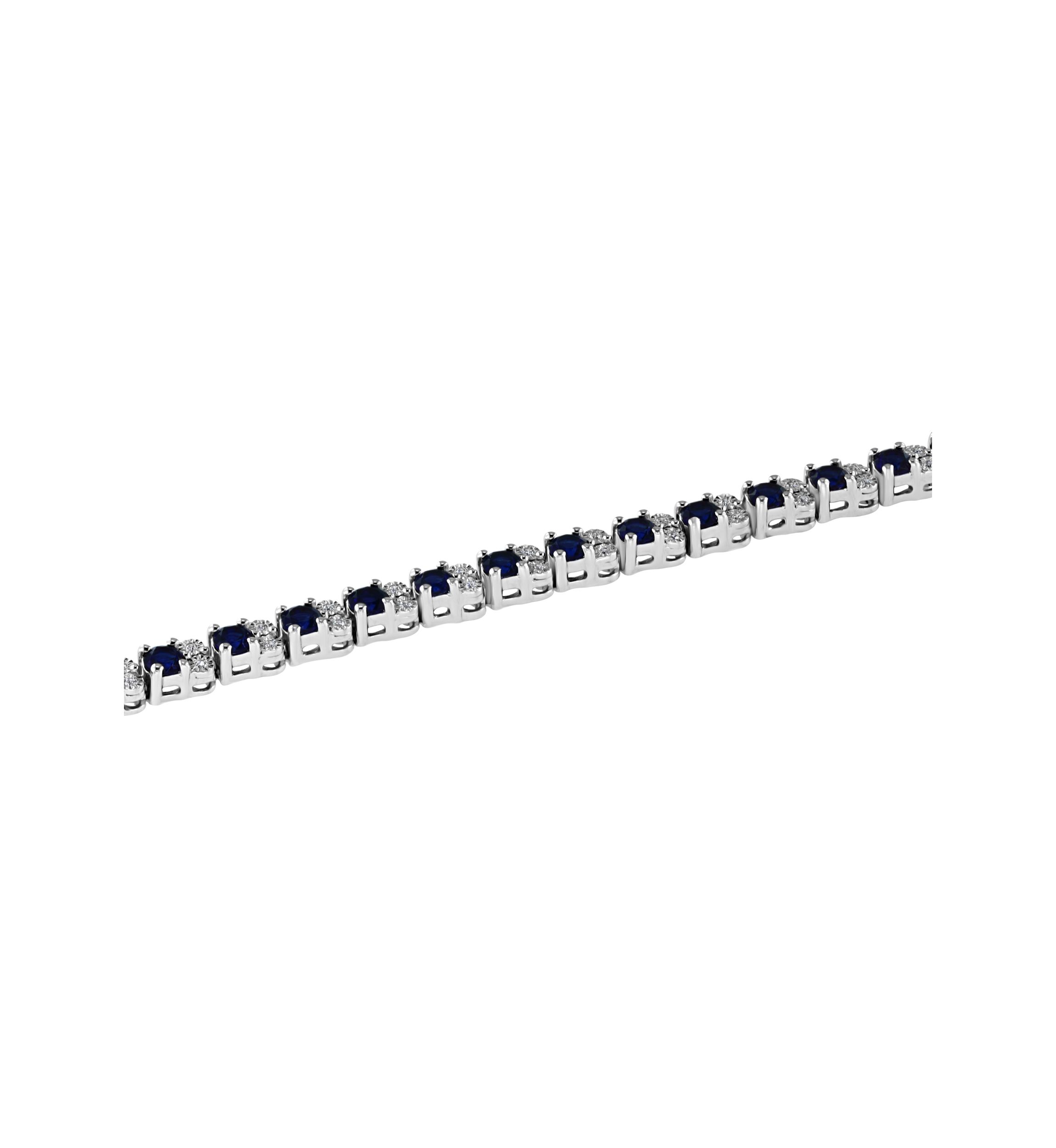  3.87 ct. t.w. Sapphire and 1/5 ct. t.w. Diamond Bracelet in Sterling Silver