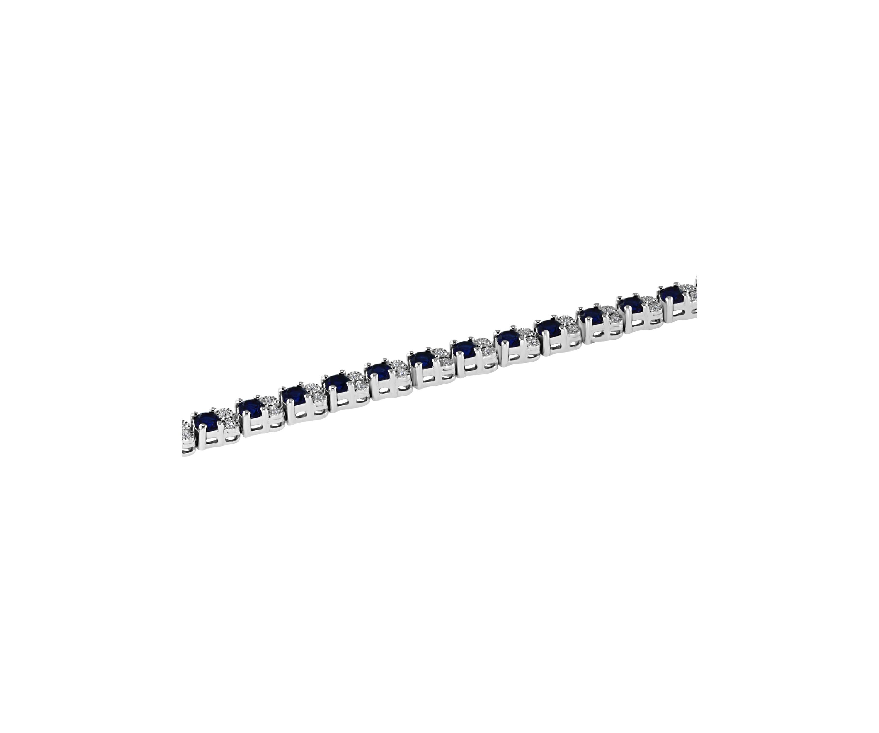  3.87 ct. t.w. Sapphire and 1/5 ct. t.w. Diamond Bracelet in Sterling Silver