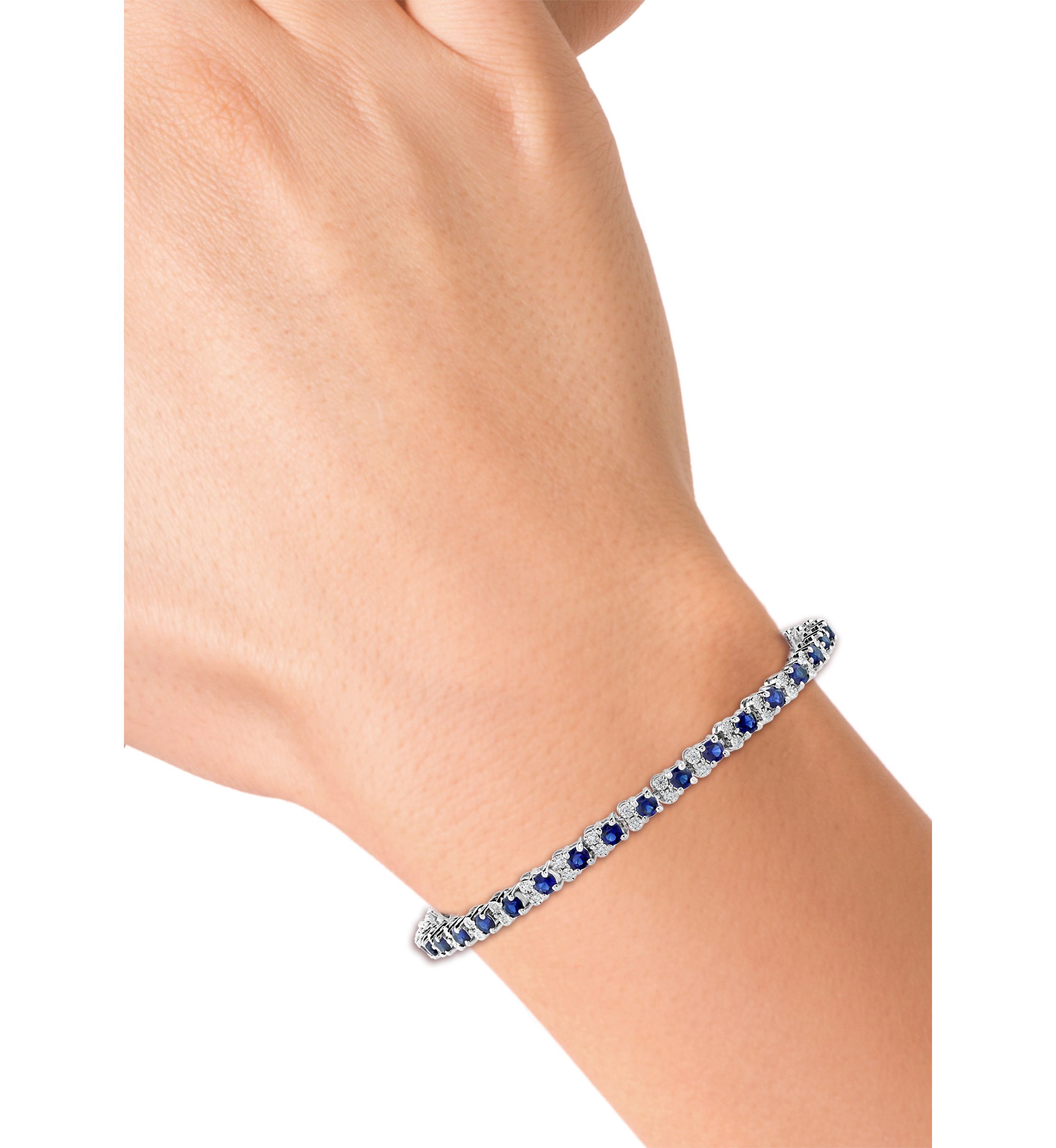  3.87 ct. t.w. Sapphire and 1/5 ct. t.w. Diamond Bracelet in Sterling Silver