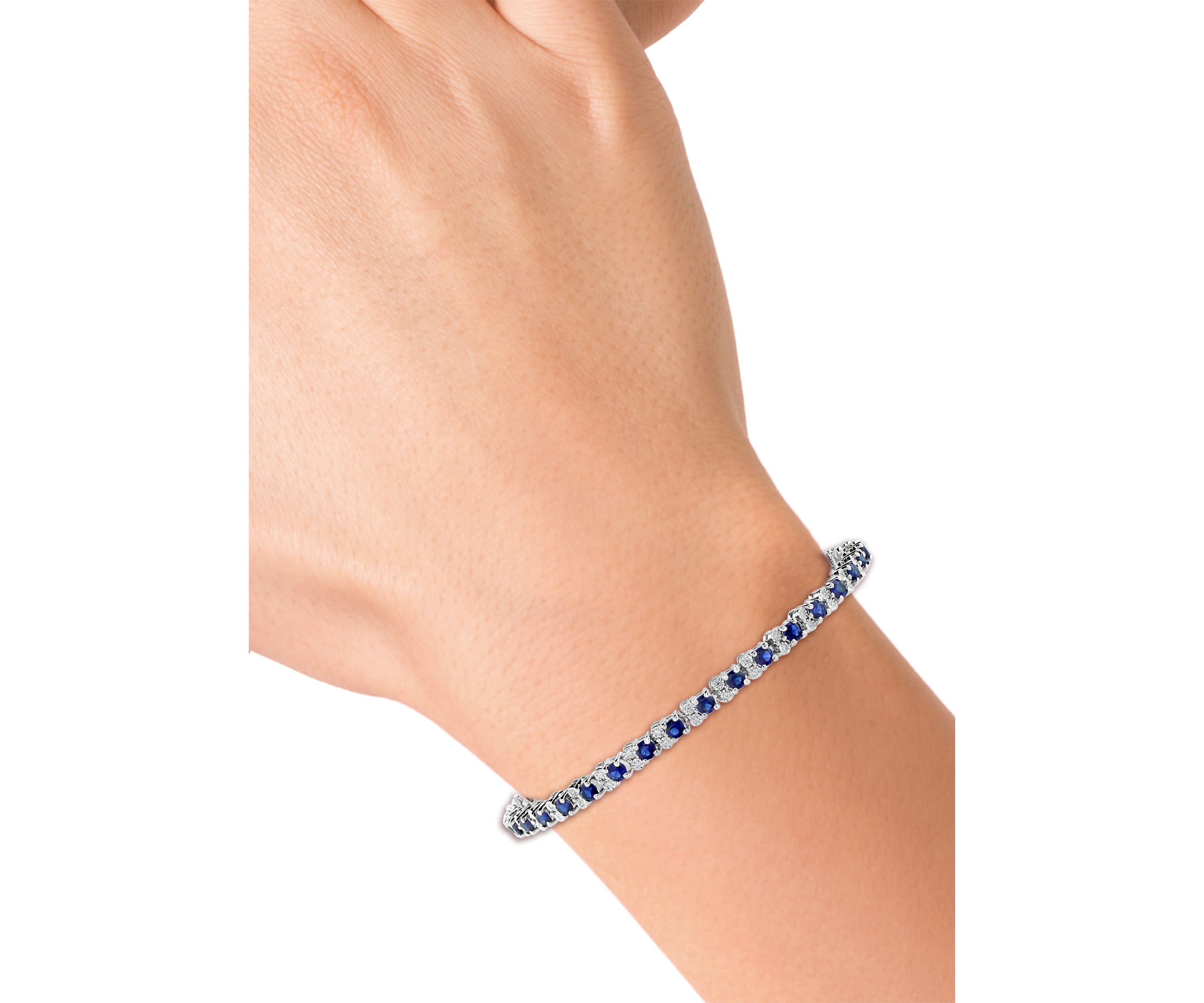  3.87 ct. t.w. Sapphire and 1/5 ct. t.w. Diamond Bracelet in Sterling Silver