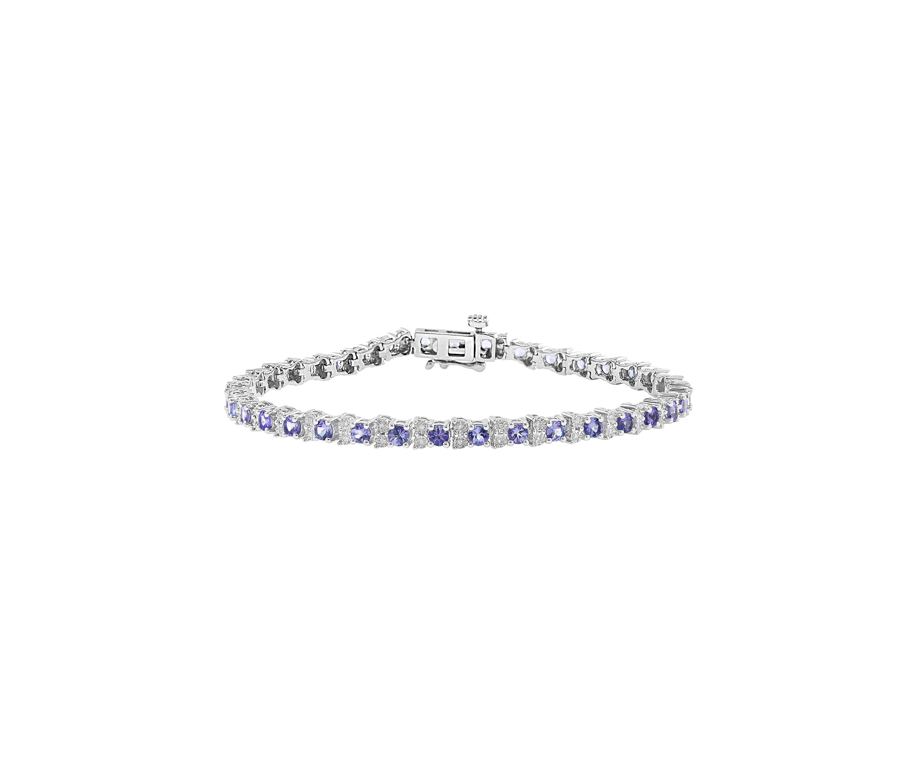 Silver Diamond Tanzanite Bracelet 
