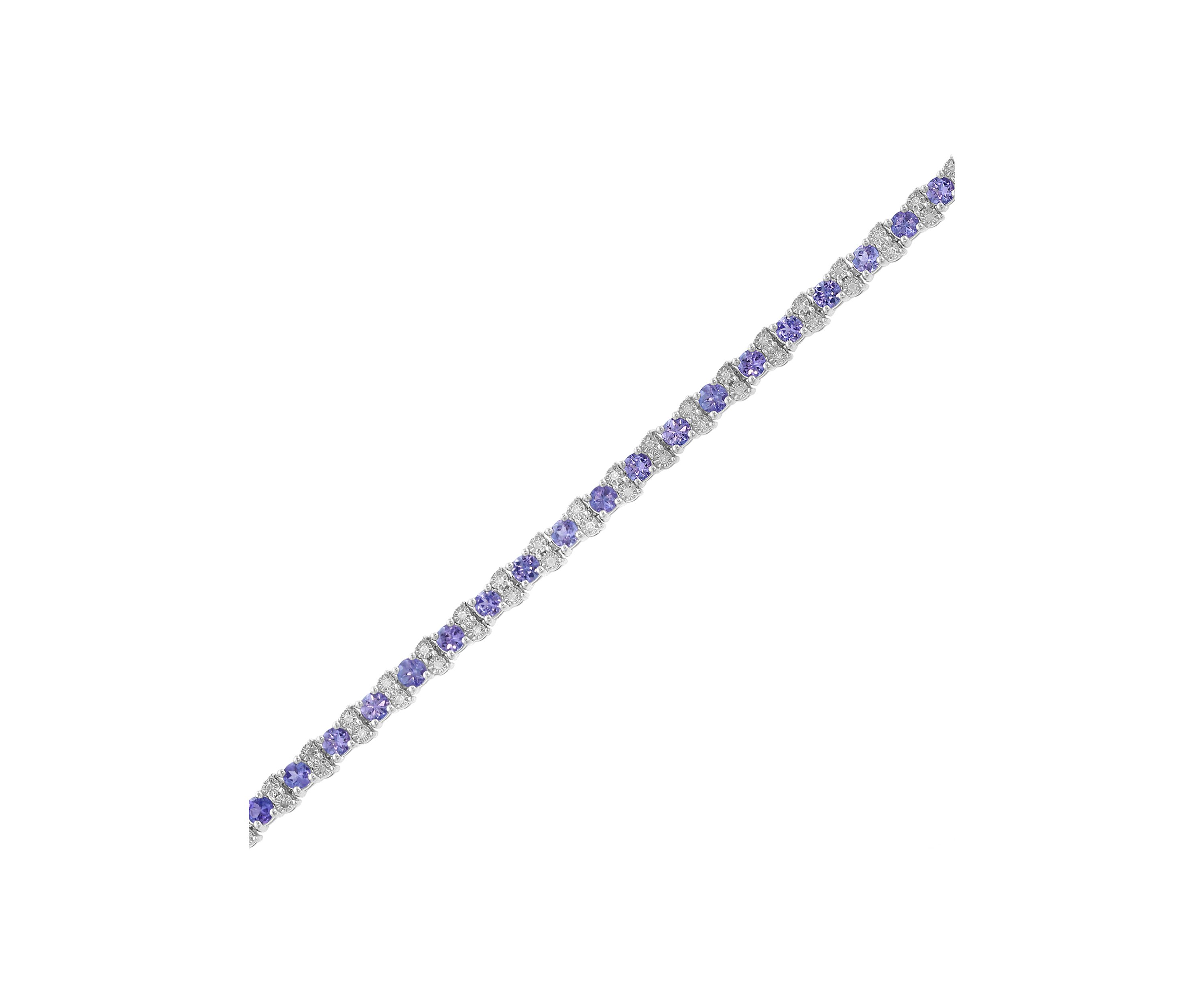Silver Diamond Tanzanite Bracelet 