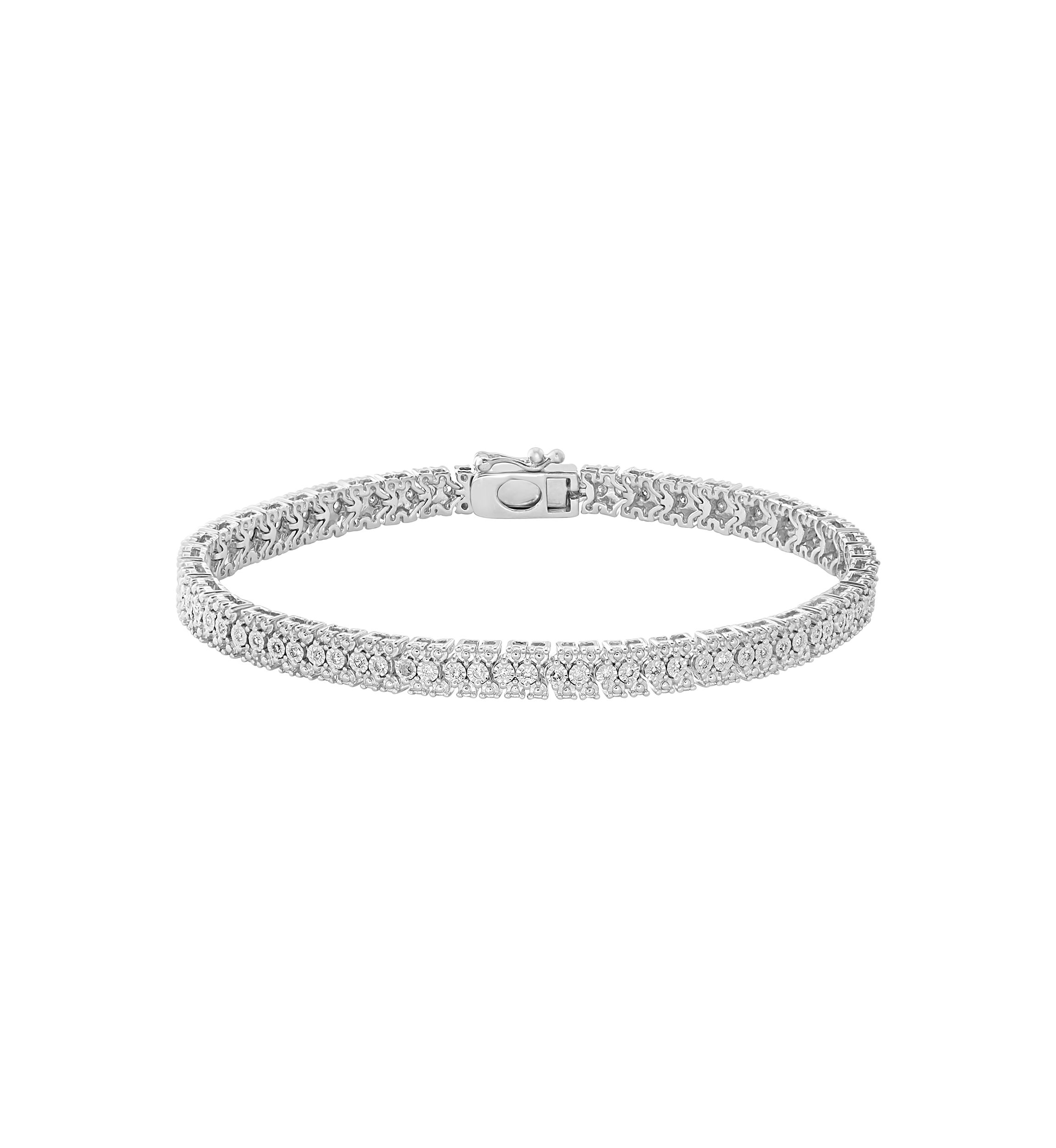 Sterling Silver 1/2 ct. t.w. Miracle Set Diamond Tennis Bracelet 