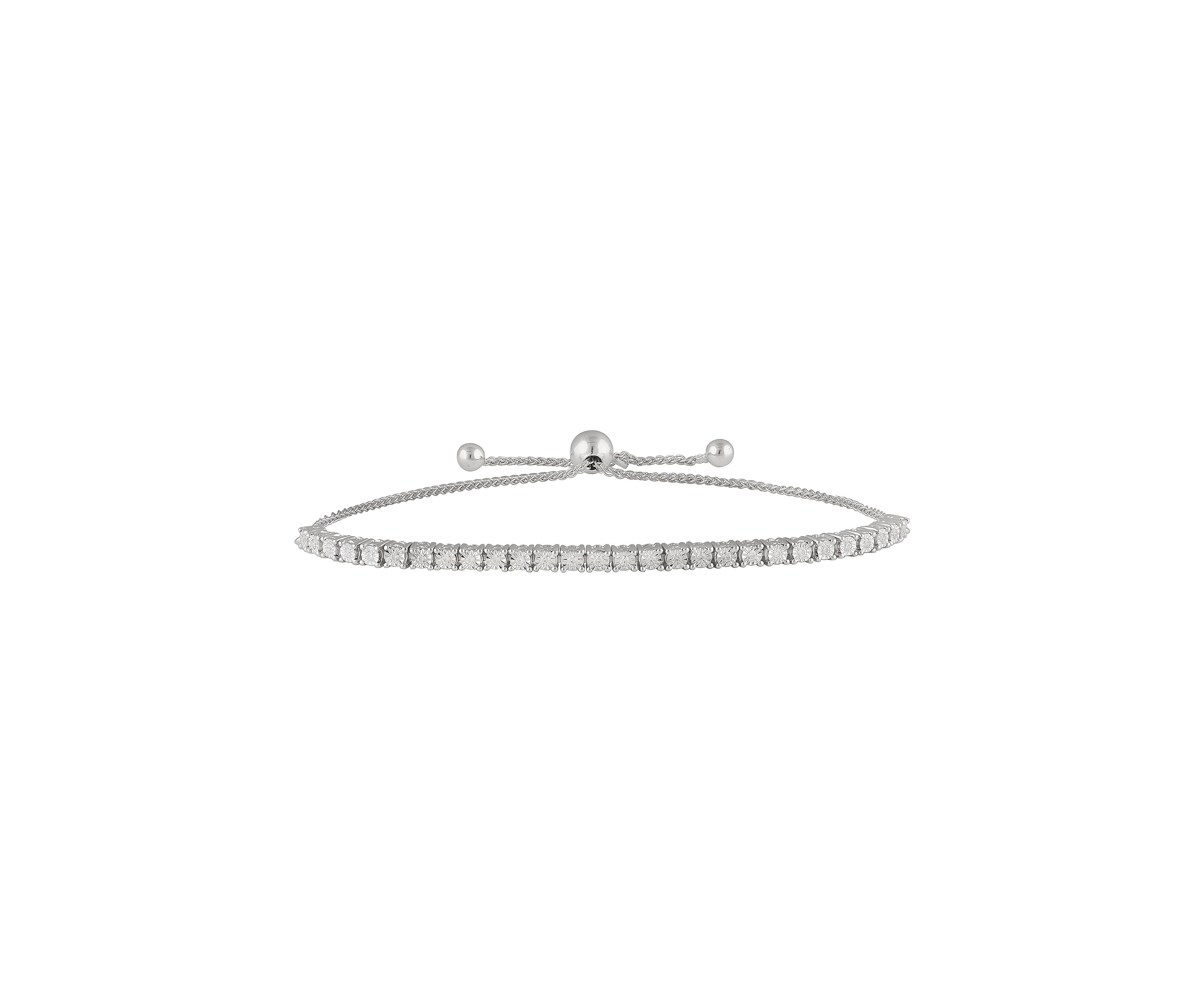 Sterling Silver 1/4 ct. t.w. Diamond Miracle Set Bolo Bracelet