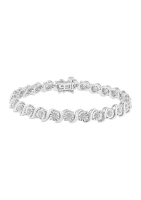 Effy 3/8 Ct. T.w. Diamond Cluster 's' Design Tennis Bracelet In Sterling Silver