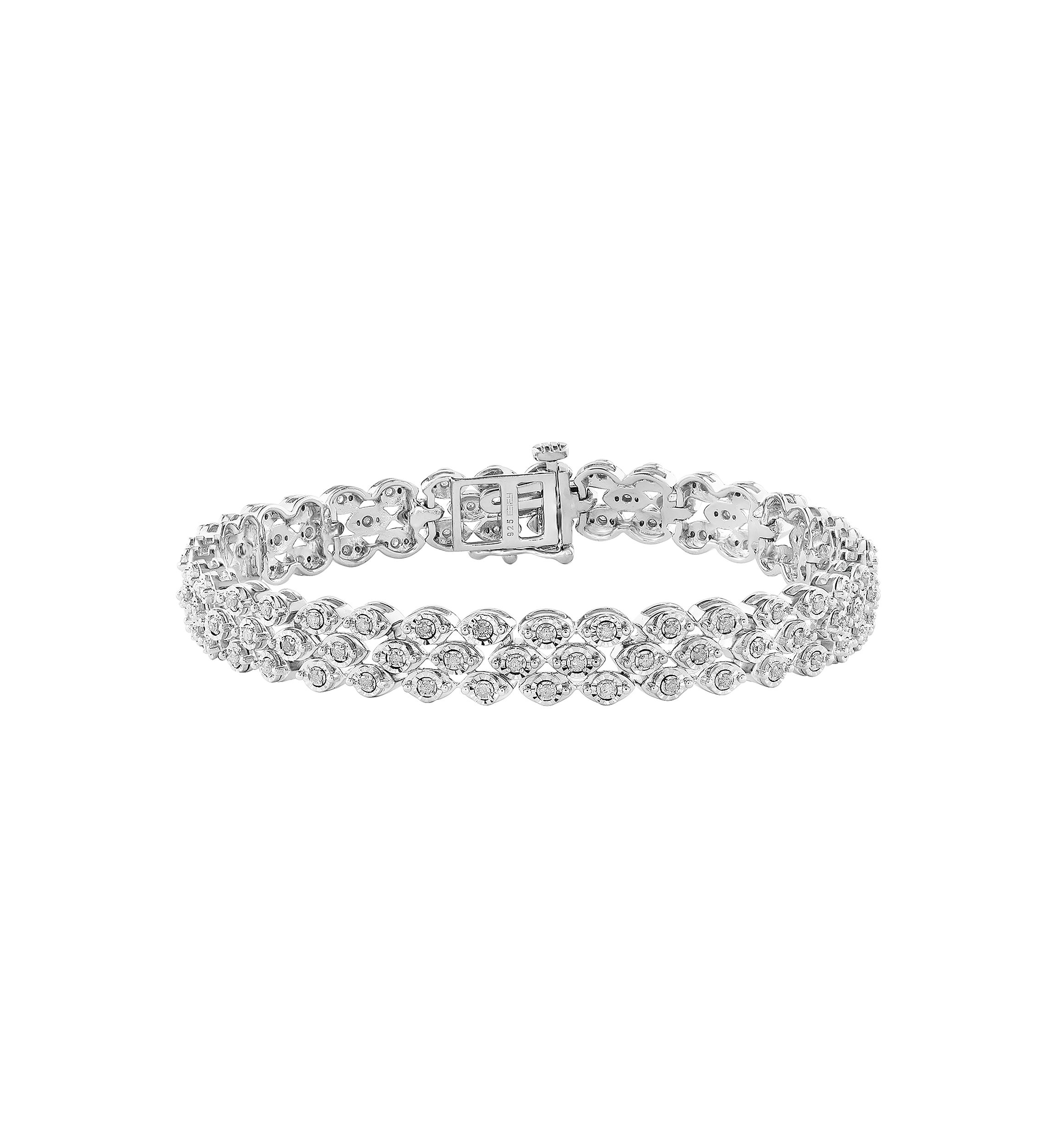 3/4 ct. t.w. Diamond 3 Row Tennis Bracelet in Sterling Silver