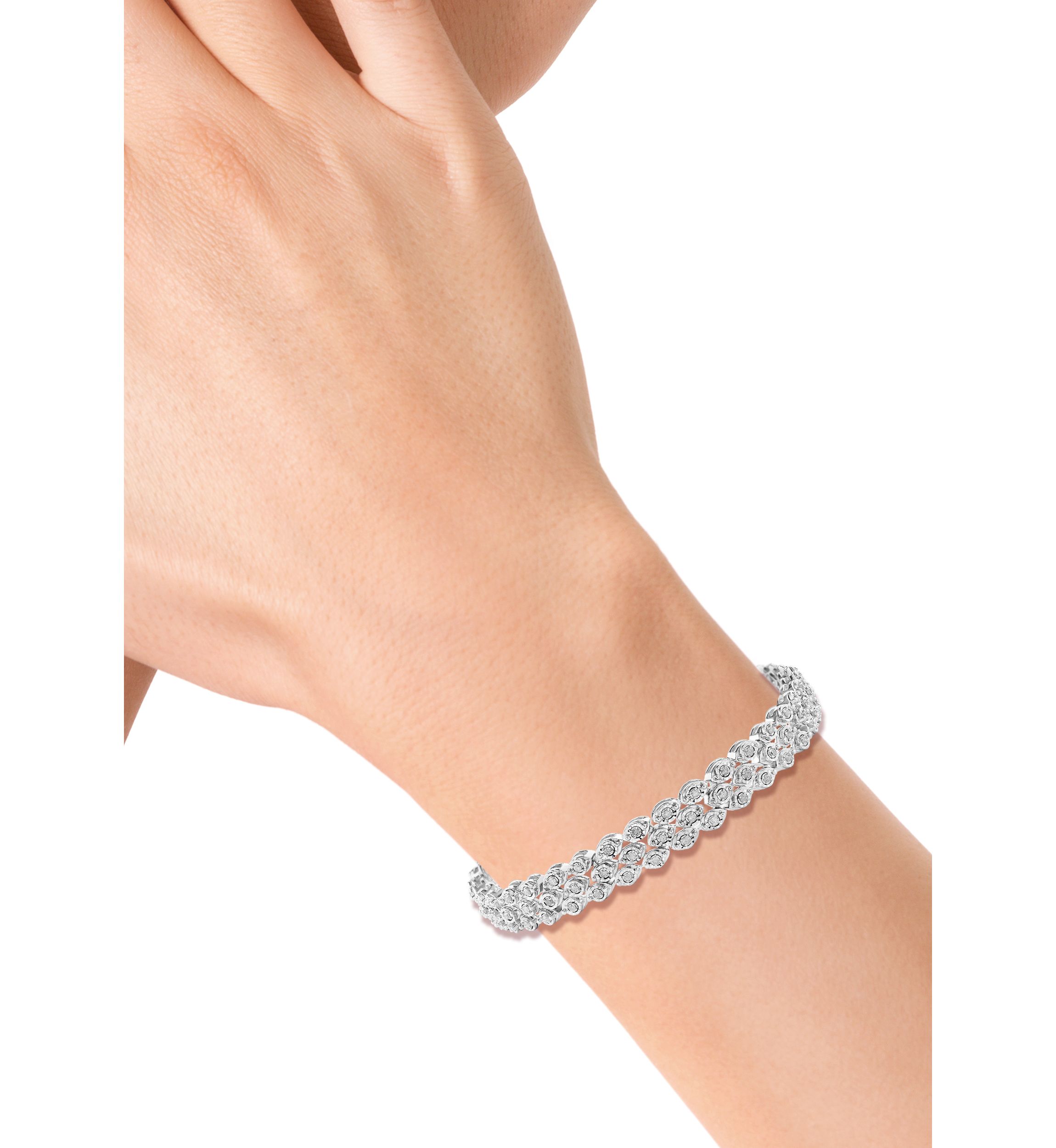3/4 ct. t.w. Diamond 3 Row Tennis Bracelet in Sterling Silver