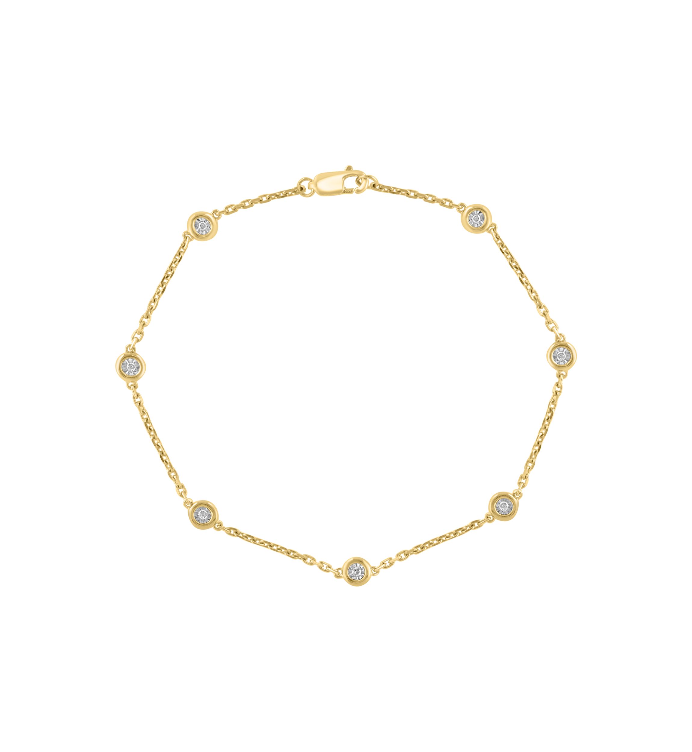 Miracle Set Diamond Station Bracelet in Gold-Plated Sterling Silver 