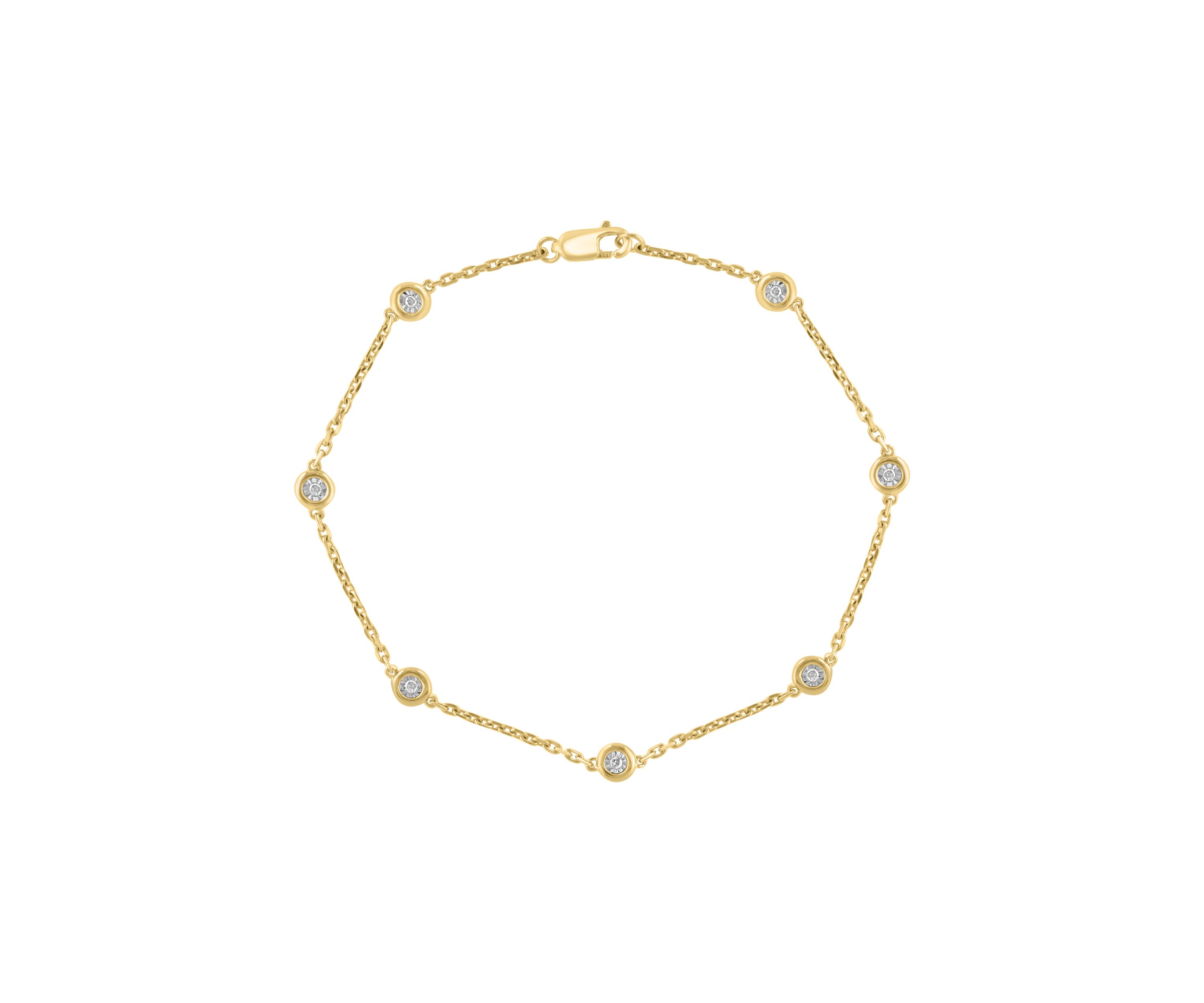 Miracle Set Diamond Station Bracelet in Gold-Plated Sterling Silver 
