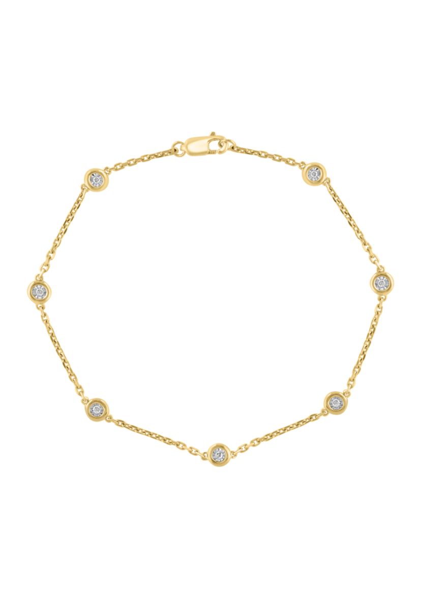 Miracle Set Diamond Station Bracelet in Gold-Plated Sterling Silver 