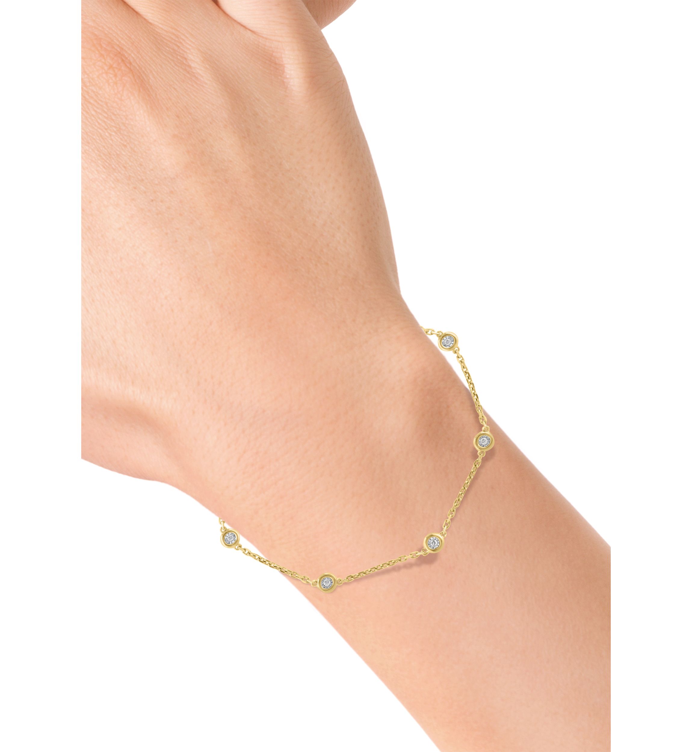 Miracle Set Diamond Station Bracelet in Gold-Plated Sterling Silver 
