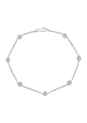 Bracelet tennis en argent sterling plaqué or rose avec diamants de 1,0 carat ser