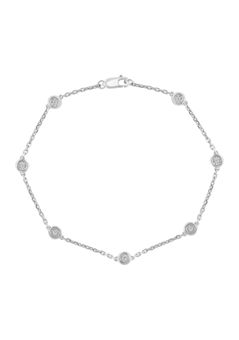 Miracle Set Diamond Station Bracelet in Sterling Silver 