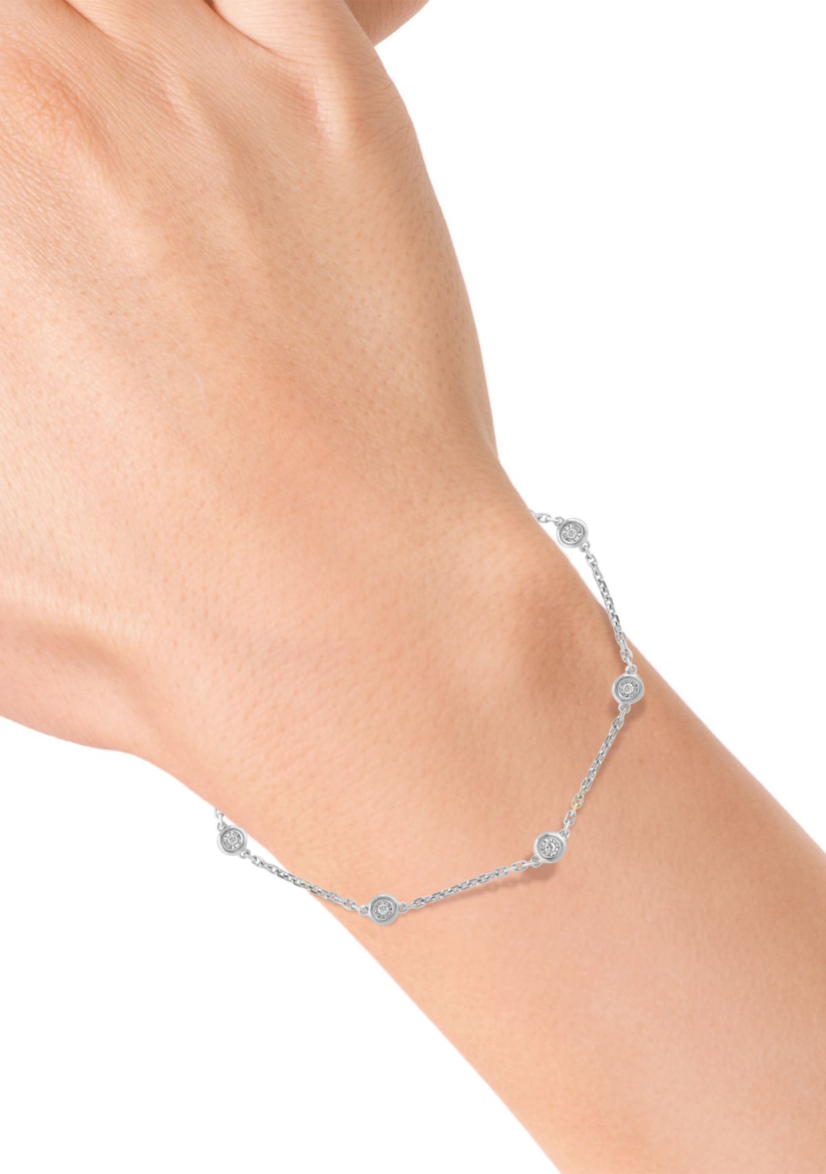 Miracle Set Diamond Station Bracelet in Sterling Silver 