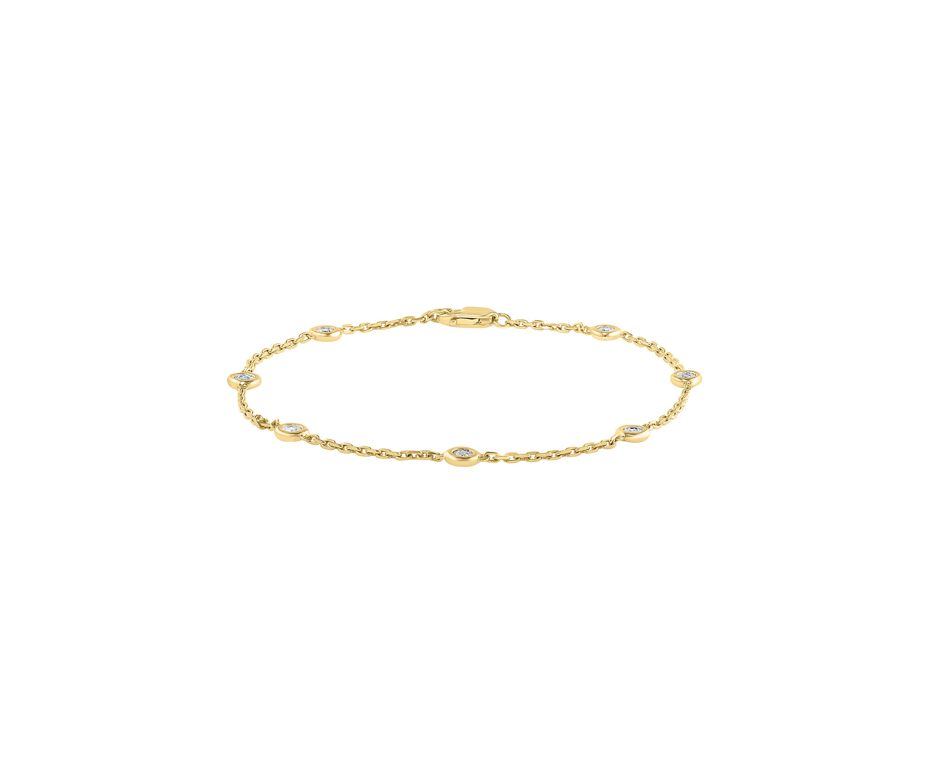 1/10 ct. t.w. Diamond Station Illusion Bracelet in Gold Plated Sterling Silver