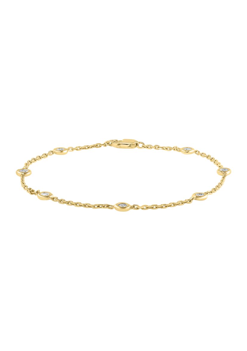 1/10 ct. t.w. Diamond Station Illusion Bracelet in Gold Plated Sterling Silver