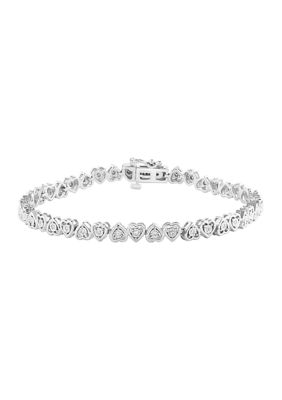 Effy 1/5 Ct. T.w. Diamond Heart Link Bracelet In Sterling Silver