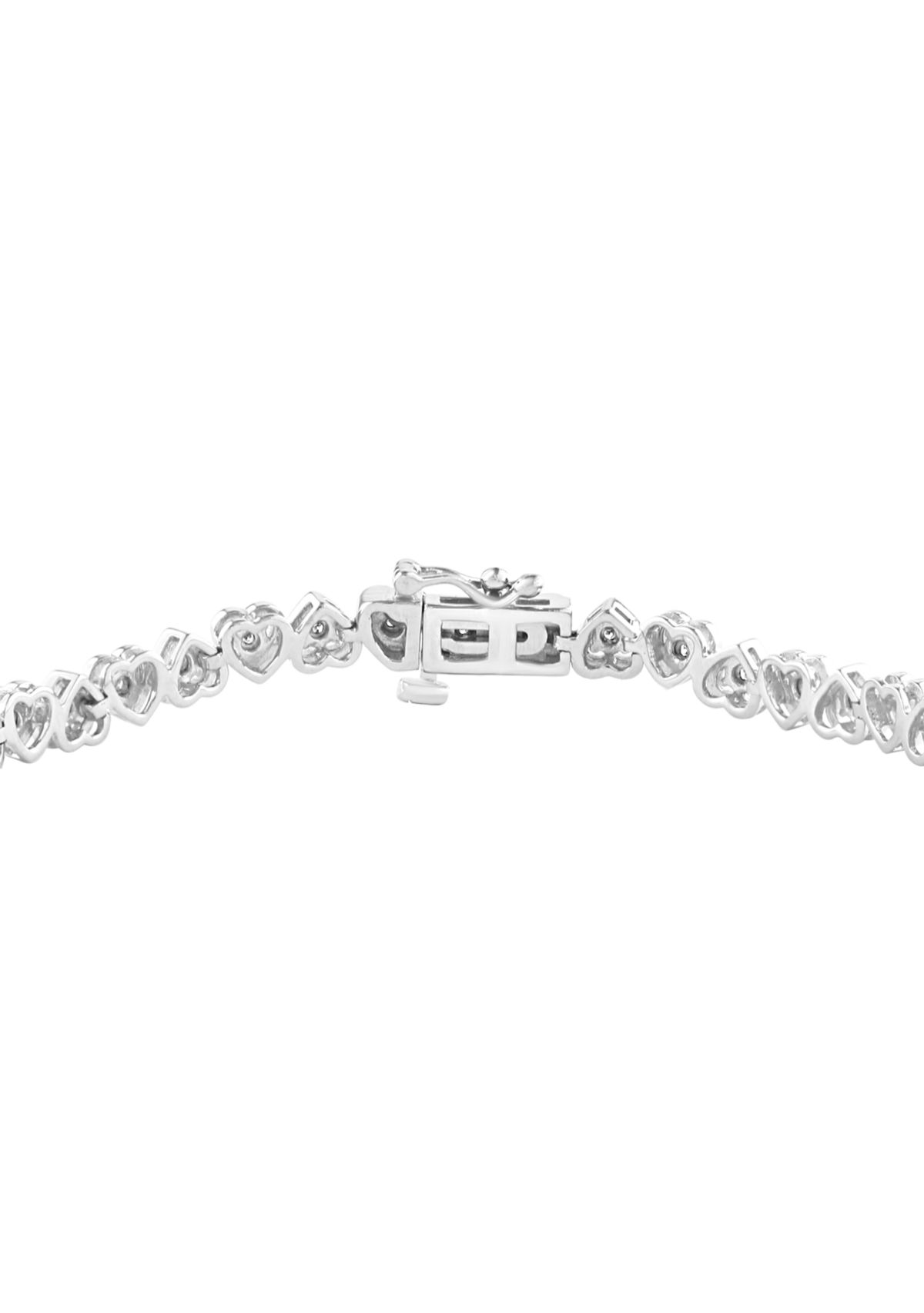 1/5 ct. t.w. Diamond Heart Link Bracelet in Sterling Silver