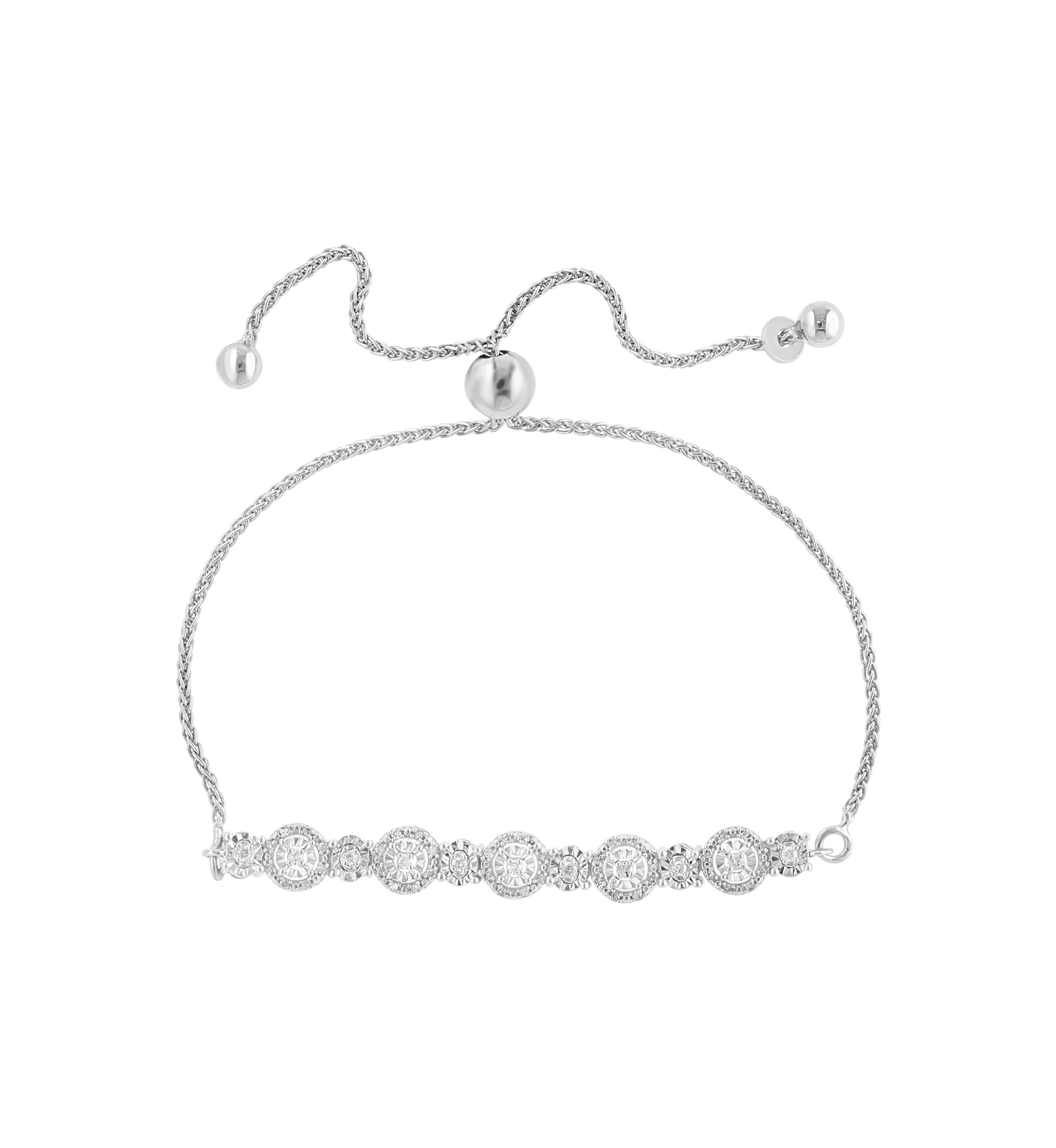 Diamond Bolo Bracelet in Sterling Silver