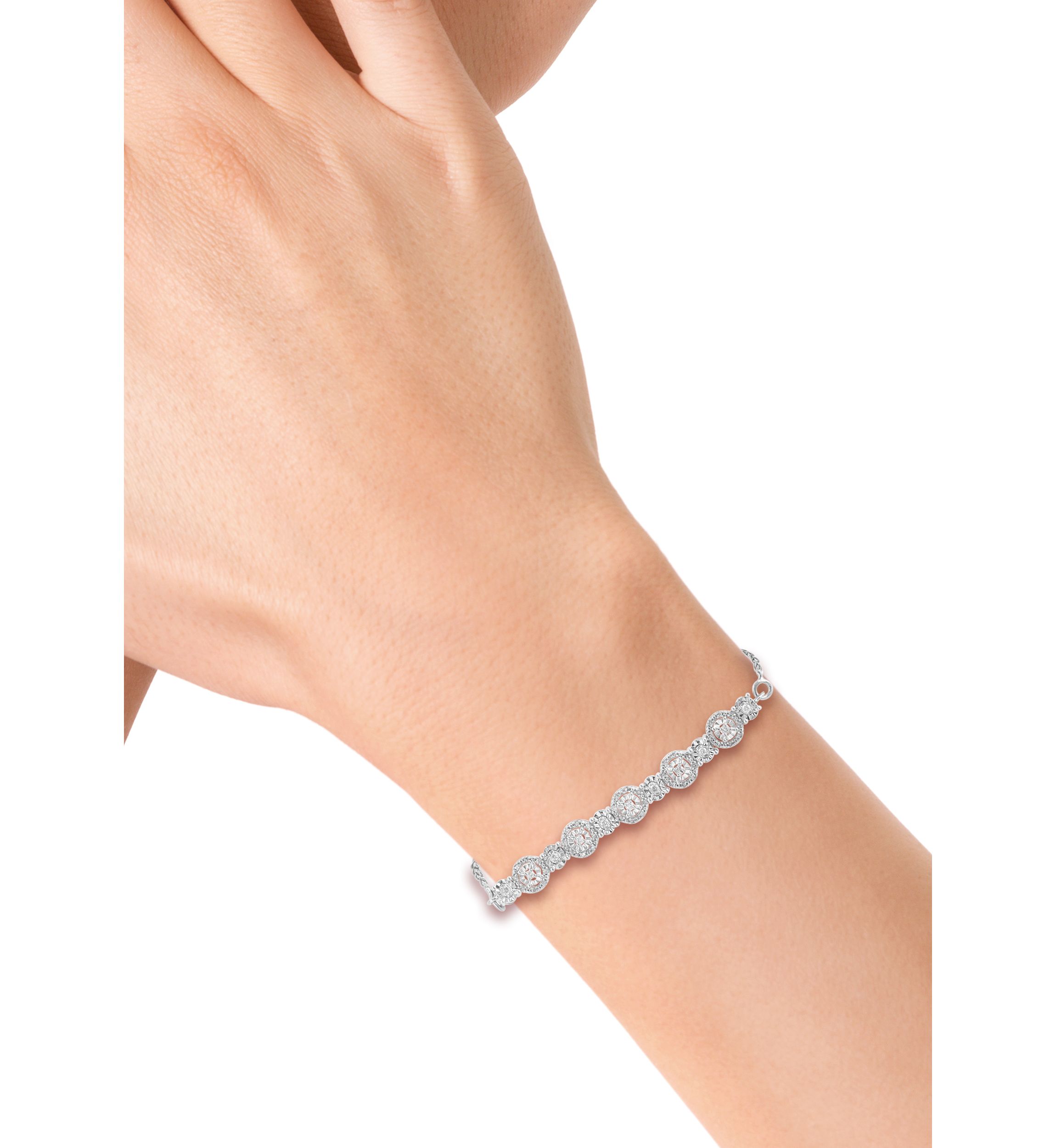 Diamond Bolo Bracelet in Sterling Silver