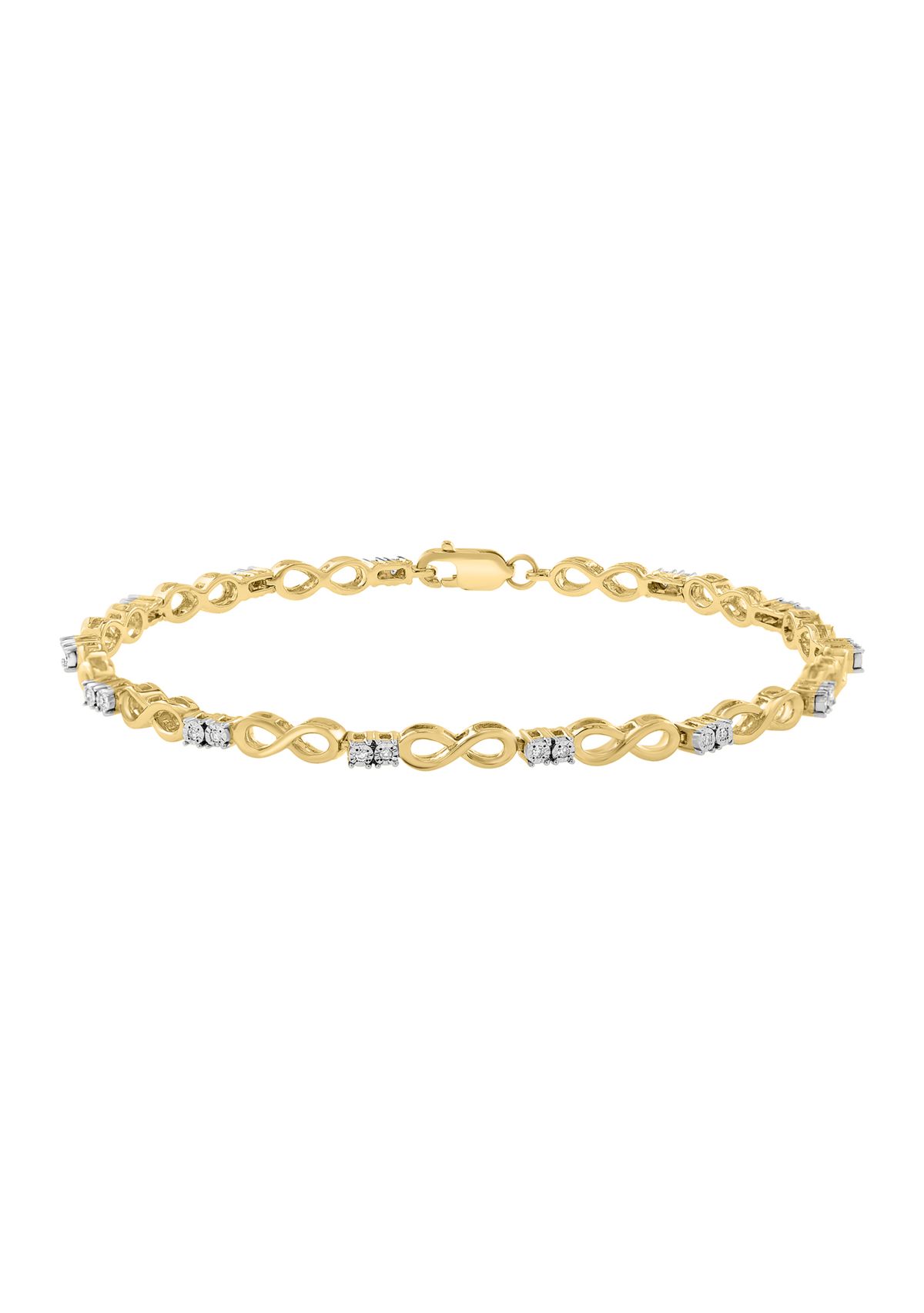 Silver 14K Yellow Gold Plated Diamond Bracelet 