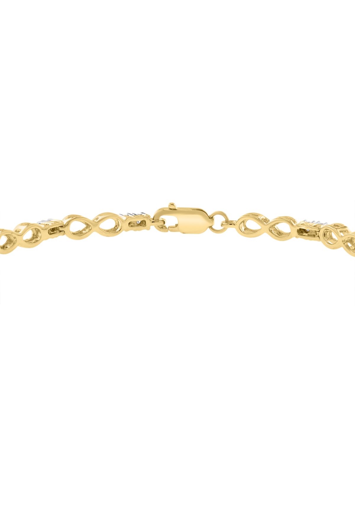 Silver 14K Yellow Gold Plated Diamond Bracelet 