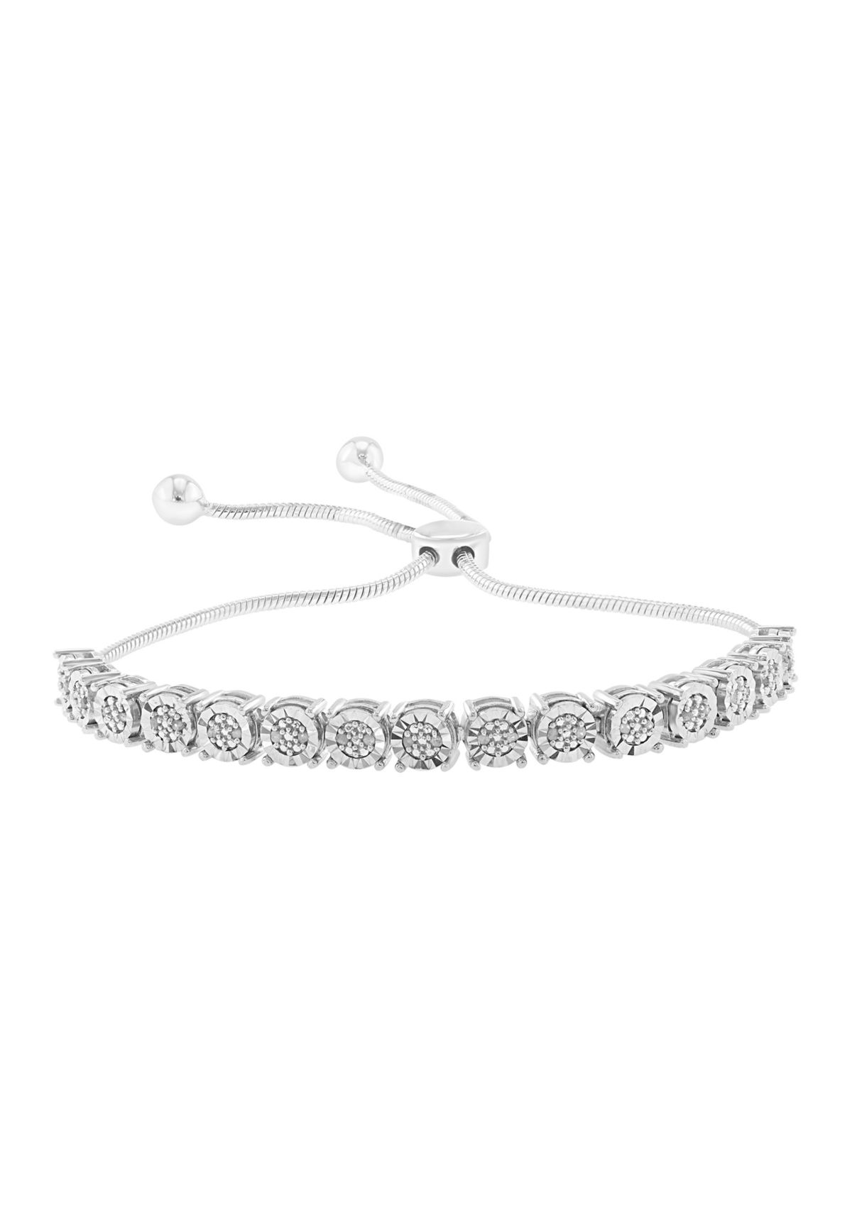 Sterling Silver Diamond Bolo Bracelet