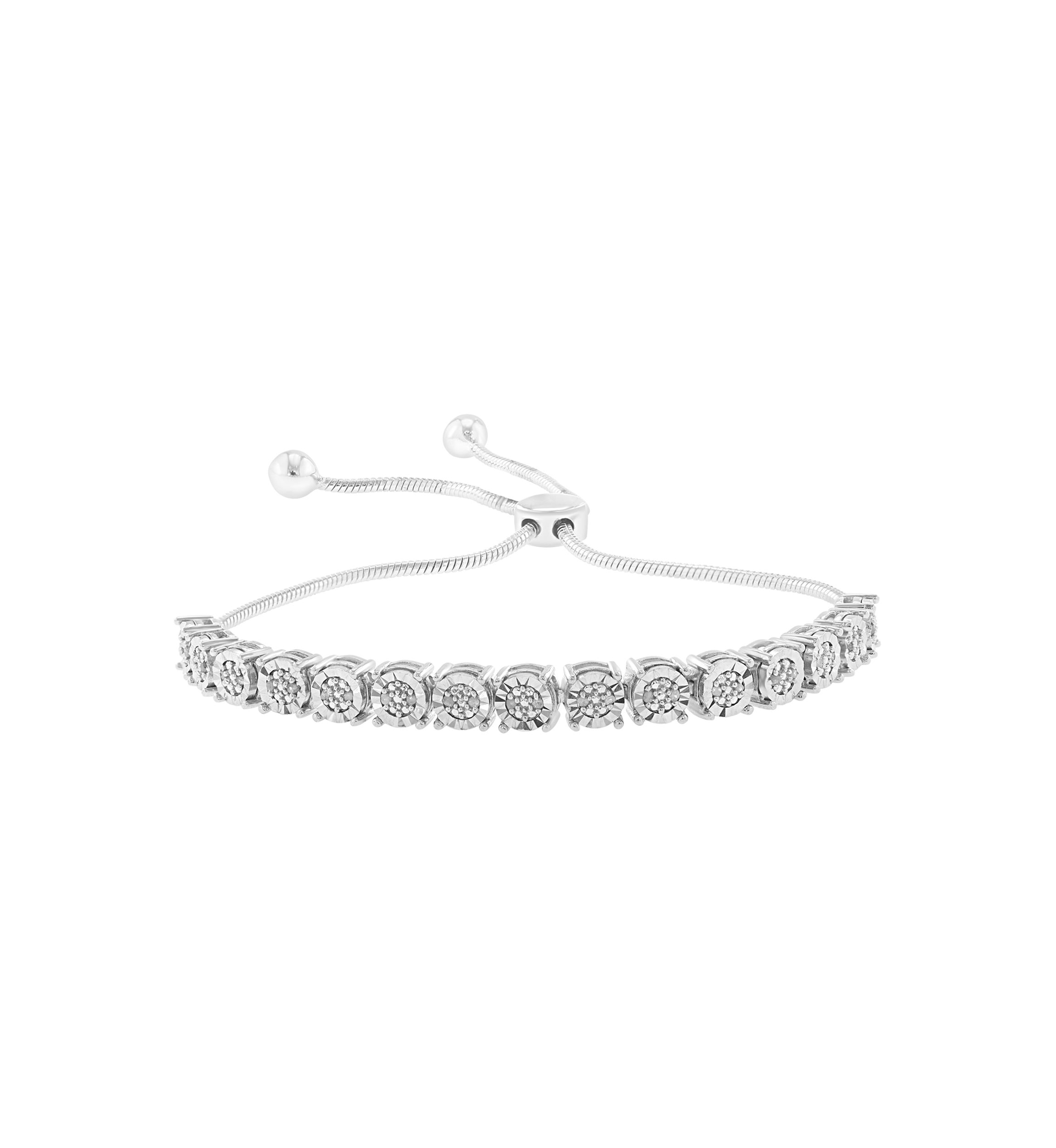 Sterling Silver Diamond Bolo Bracelet