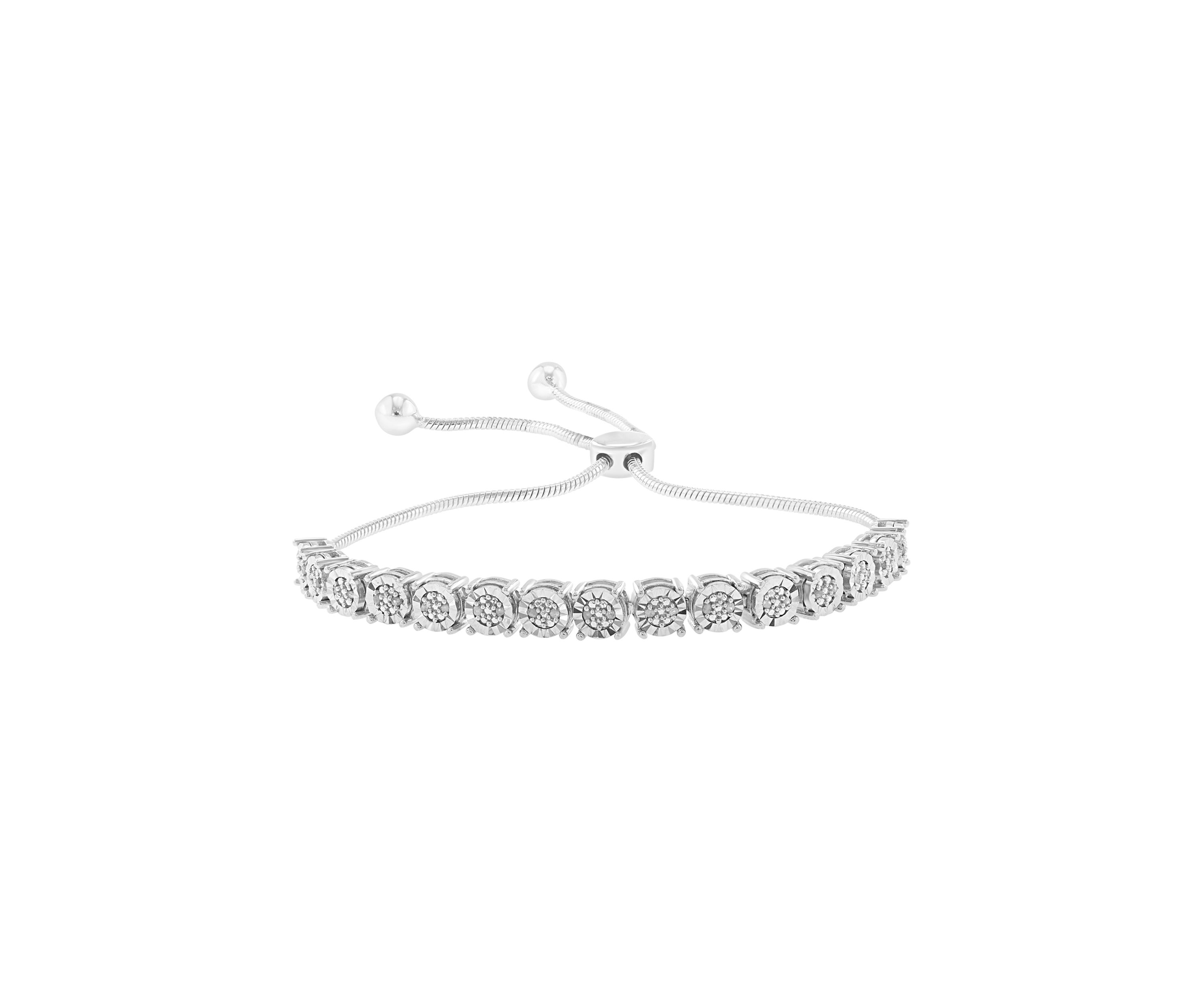 Sterling Silver Diamond Bolo Bracelet