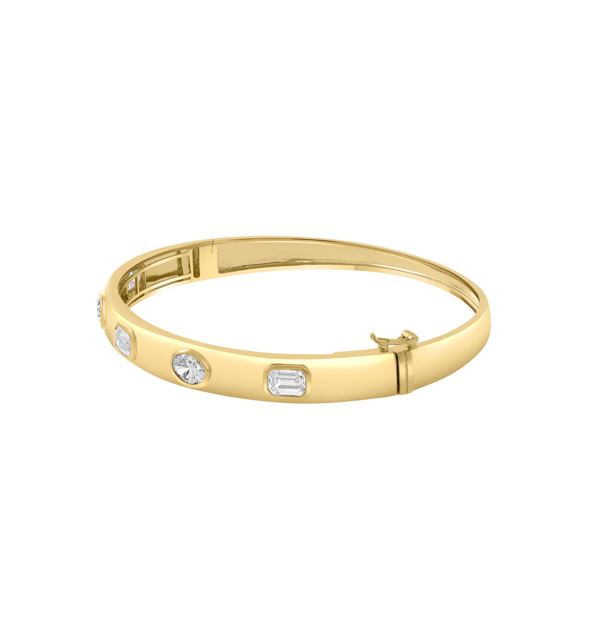 14K Yellow Gold Lab Grown Diamond Bangle 