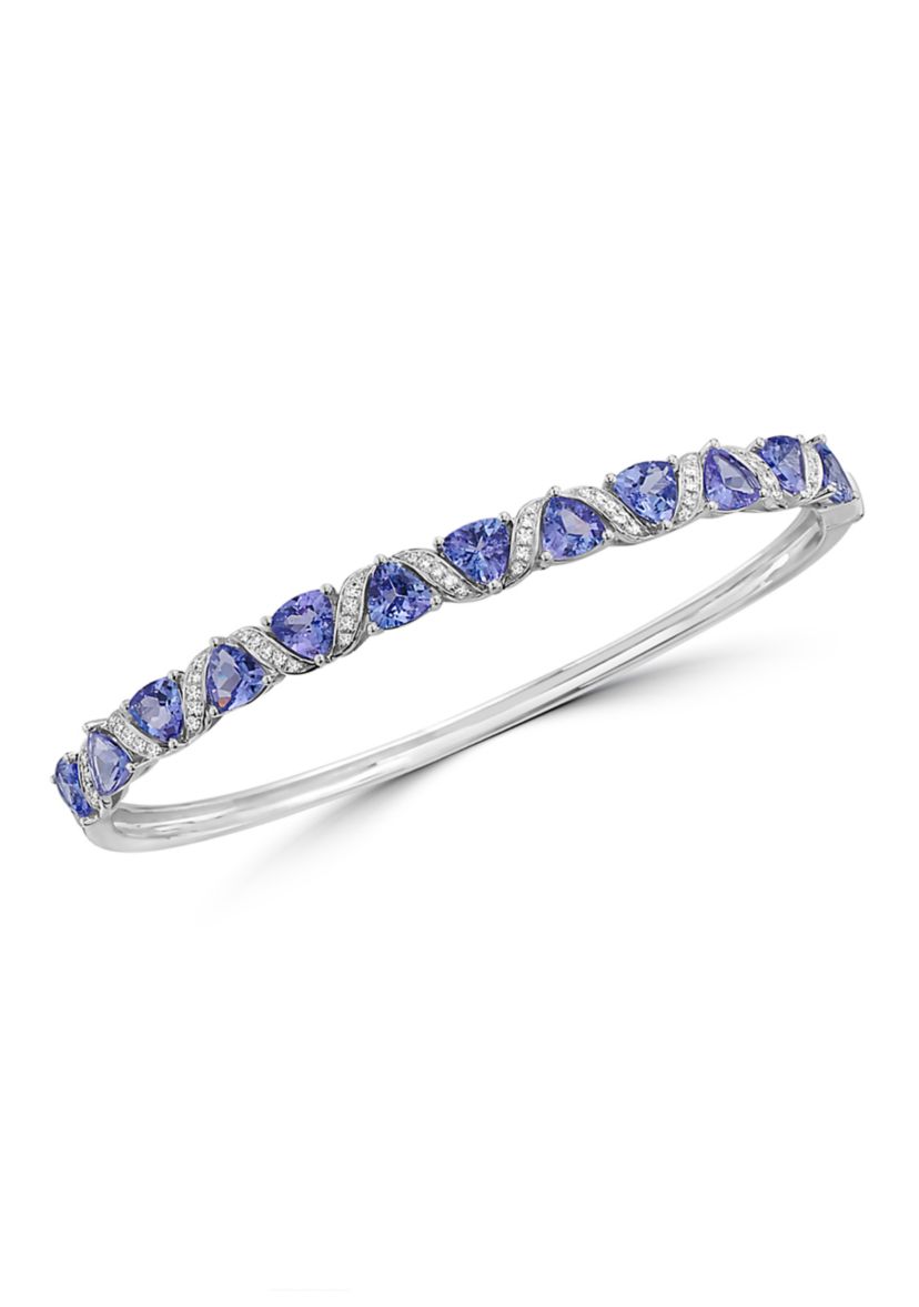 1/5 ct. t.w. Diamond and 4.56 ct. t.w. Tanzanite Bracelet in 14K White Gold 