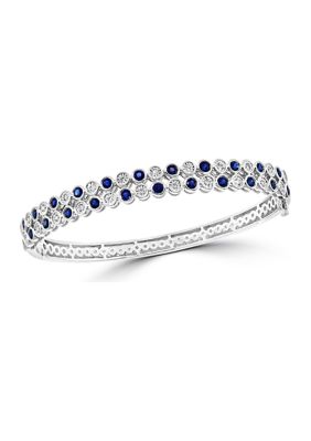 Effy Diamond And Natural Sapphire Bangle Bracelet In Sterling Silver