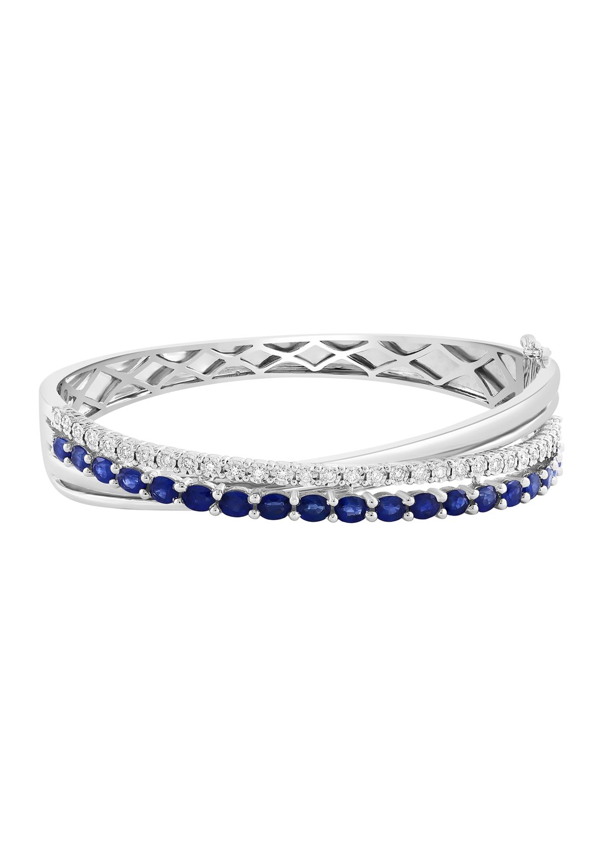 1/2 ct. t.w. Diamond, 4.51 ct. t.w. Sapphire Bangle Bracelet