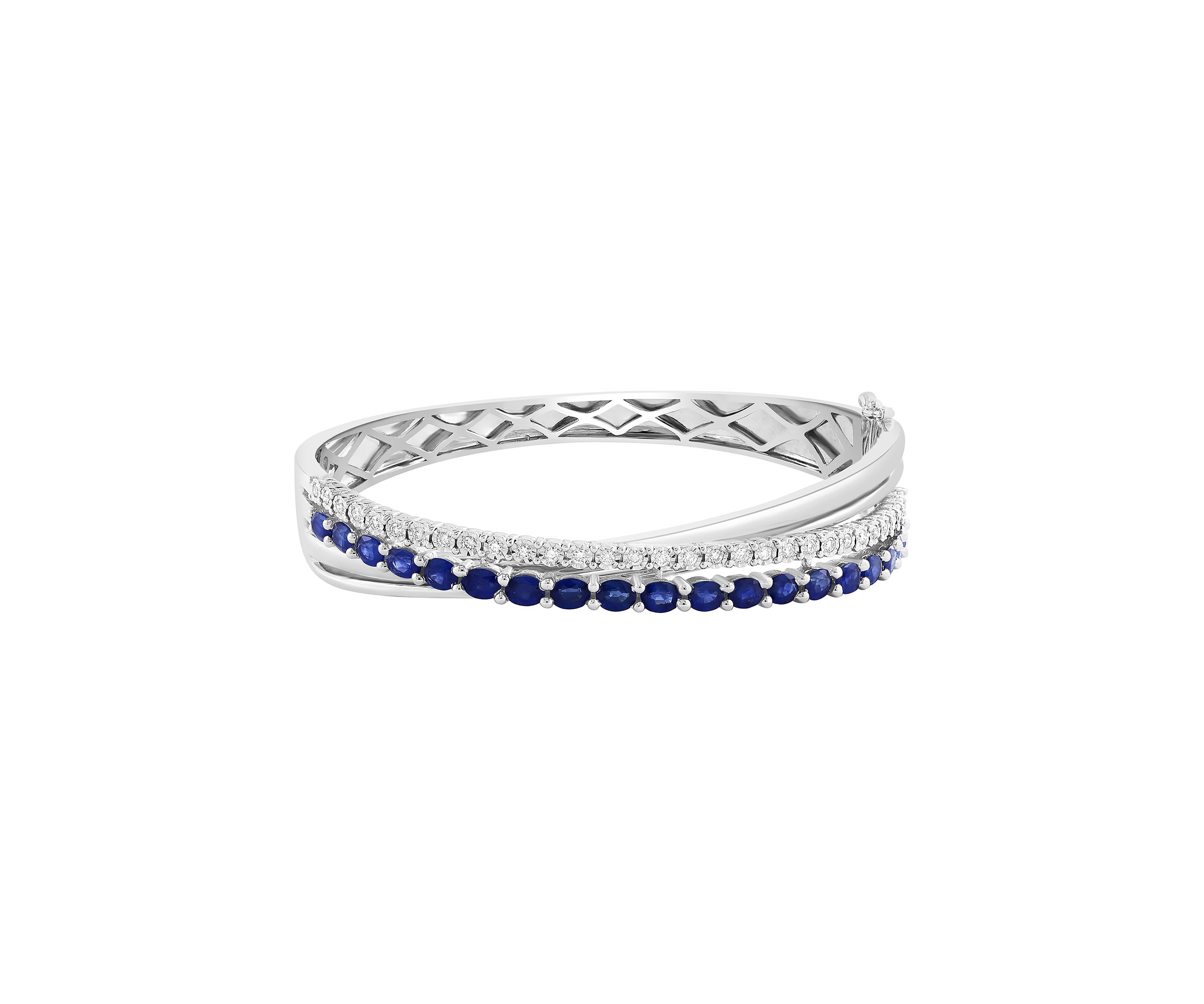 1/2 ct. t.w. Diamond, 4.51 ct. t.w. Sapphire Bangle Bracelet