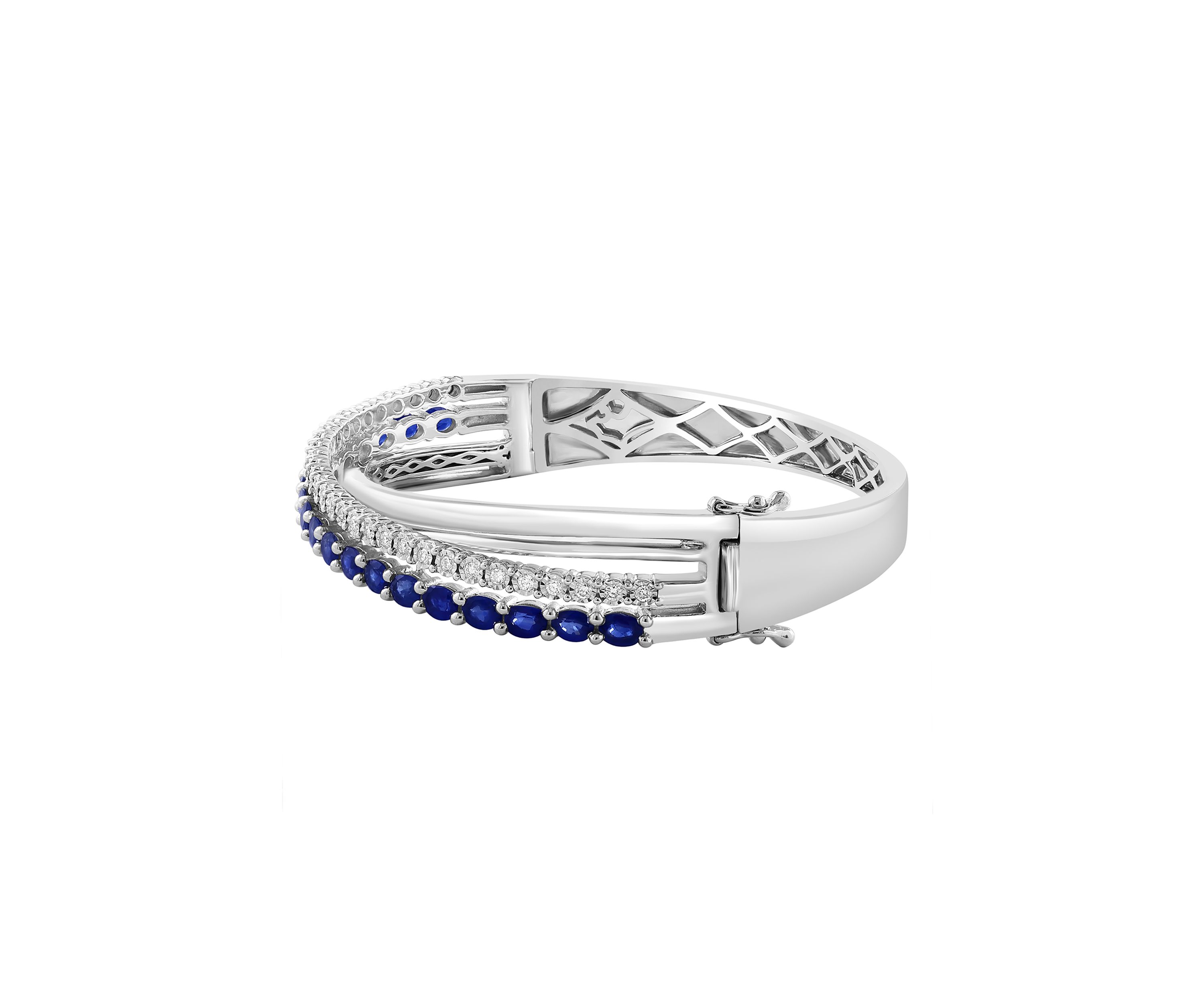 1/2 ct. t.w. Diamond, 4.51 ct. t.w. Sapphire Bangle Bracelet