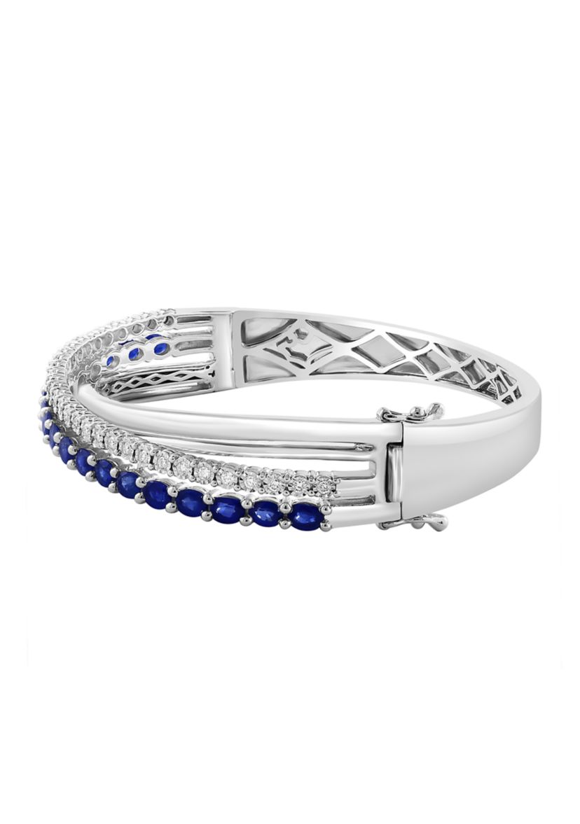 1/2 ct. t.w. Diamond, 4.51 ct. t.w. Sapphire Bangle Bracelet