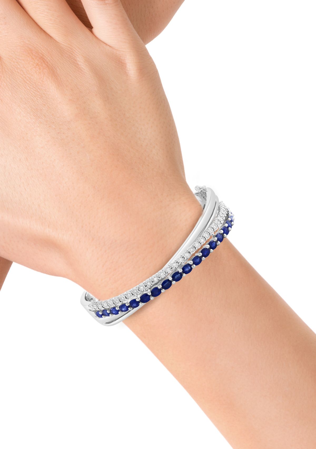 1/2 ct. t.w. Diamond, 4.51 ct. t.w. Sapphire Bangle Bracelet