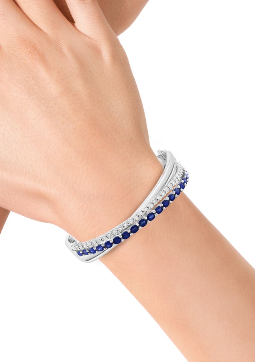 1/2 ct. t.w. Diamond, 4.51 ct. t.w. Sapphire Bangle Bracelet