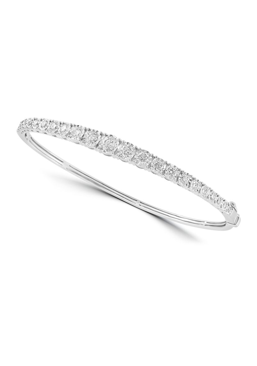 Diamond Bangle Bracelet in 14K White Gold