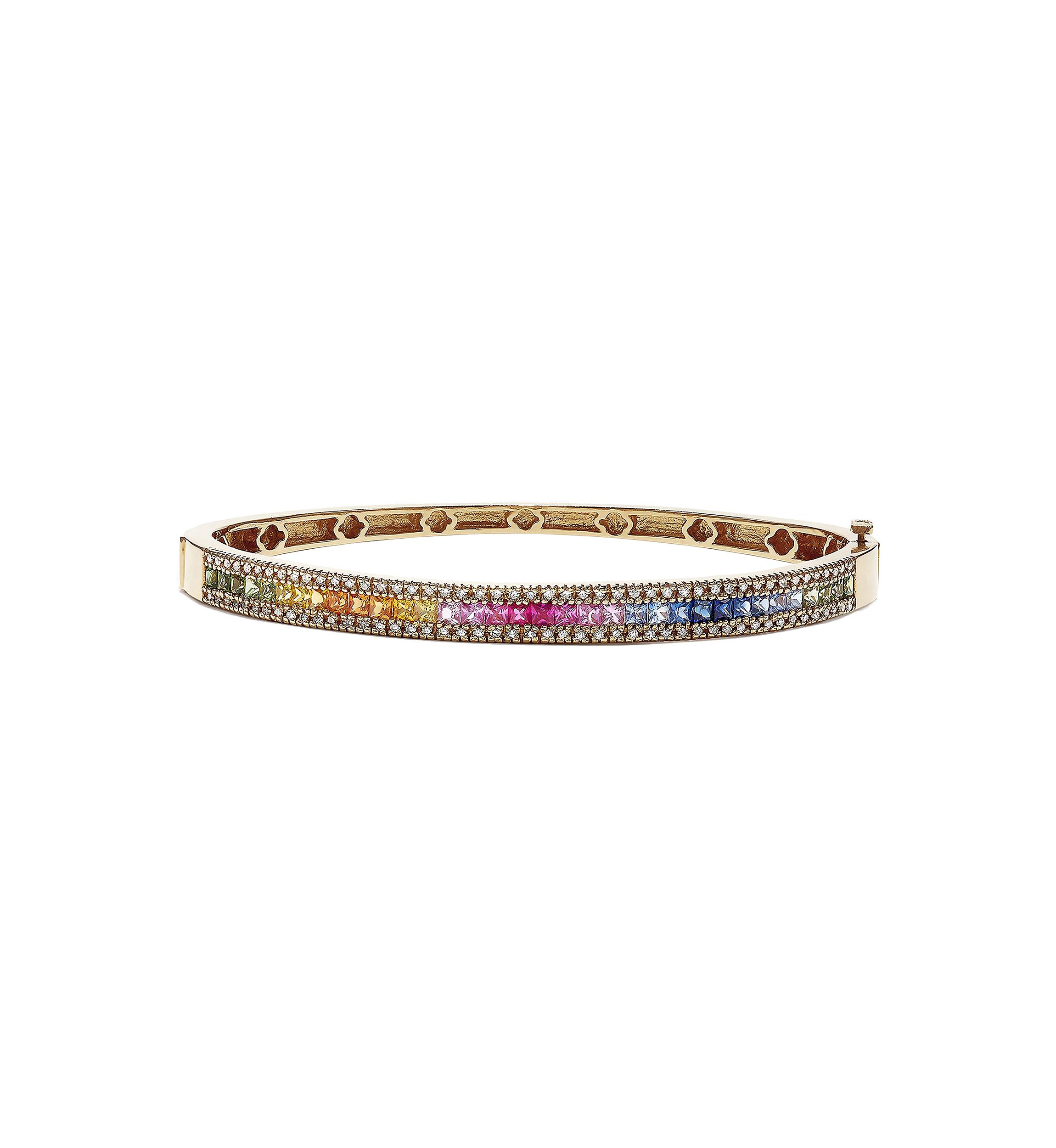 Watercolors 1/2 ct. t.w. Diamond Multi Sapphire Bracelet in 14K Yellow Gold 