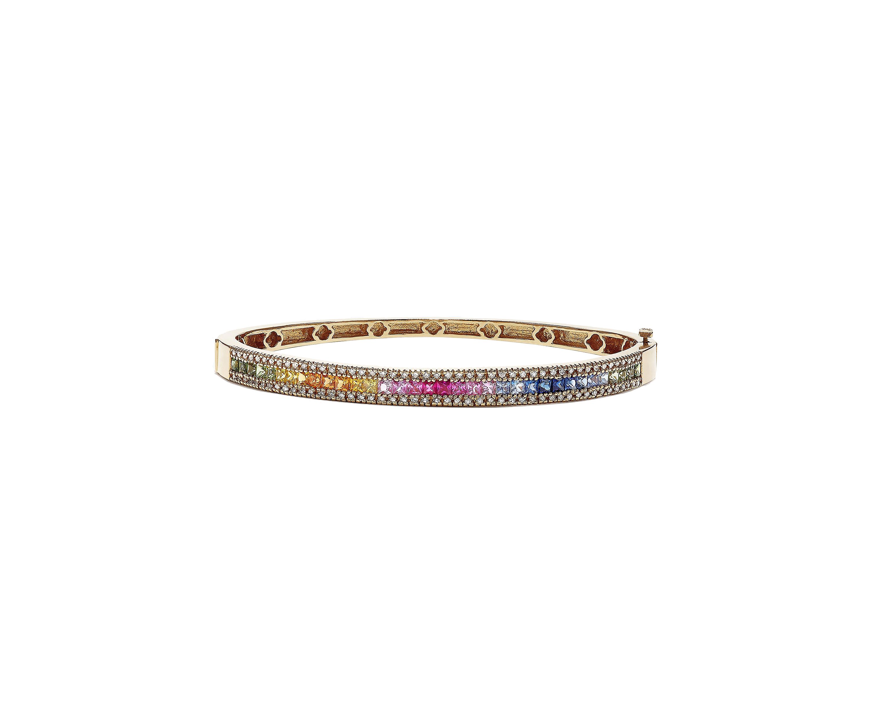 Watercolors 1/2 ct. t.w. Diamond Multi Sapphire Bracelet in 14K Yellow Gold 