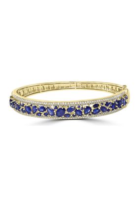 Effy 1.16 ct. t.w. Sapphire, 7.16 ct. t.w. Diamond Bangle Bracelet in 14K Yellow Gold -  5400452UZ0DE44DS4
