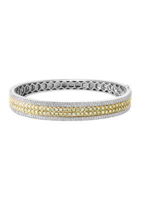 Effy 3.76 Ct. T.w. Natural Yellow Diamond Bangle Bracelet In 14K White And Yellow Gold