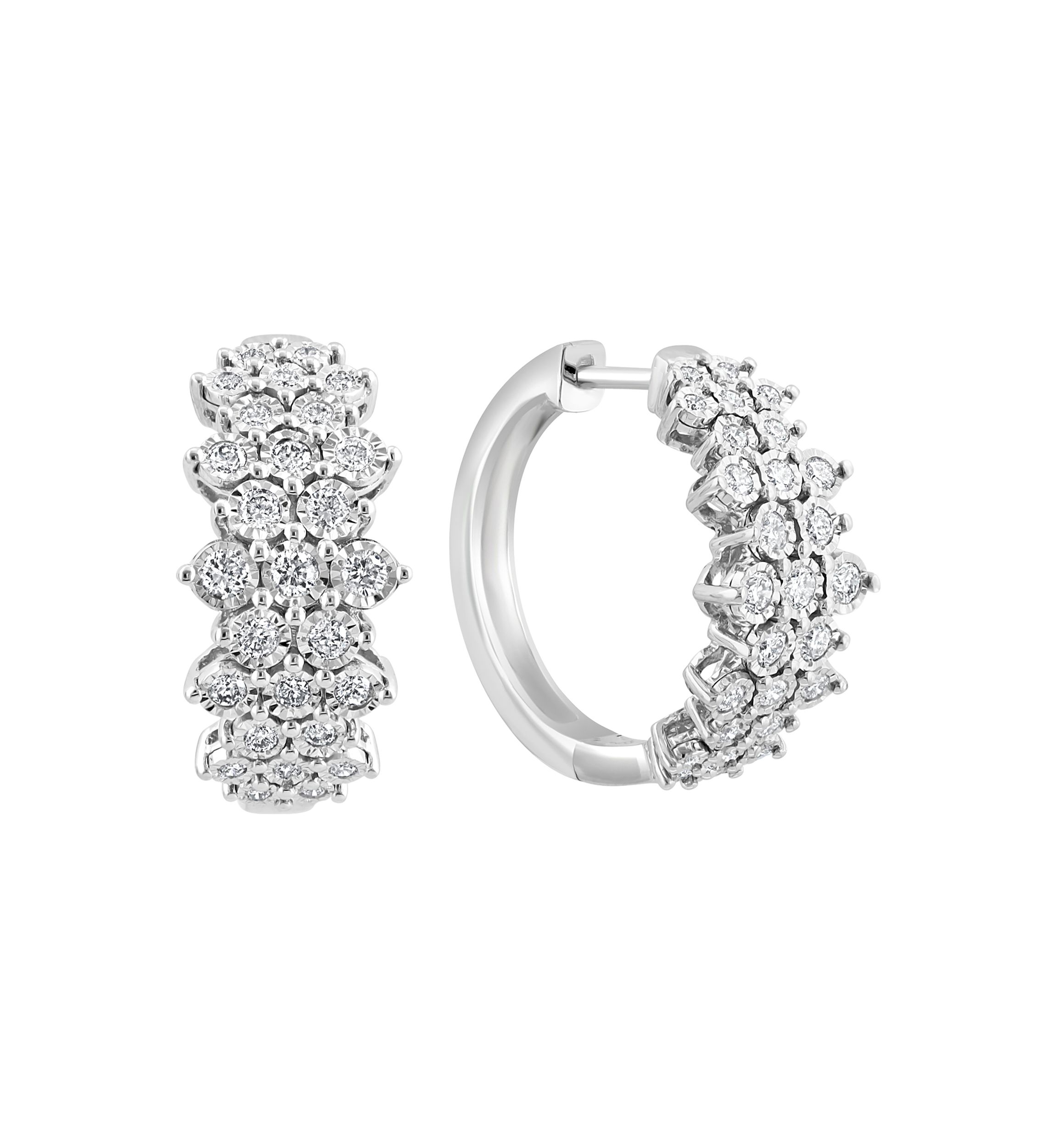 Lab Grown Diamond Miracle Set Earrings in Sterling Silver