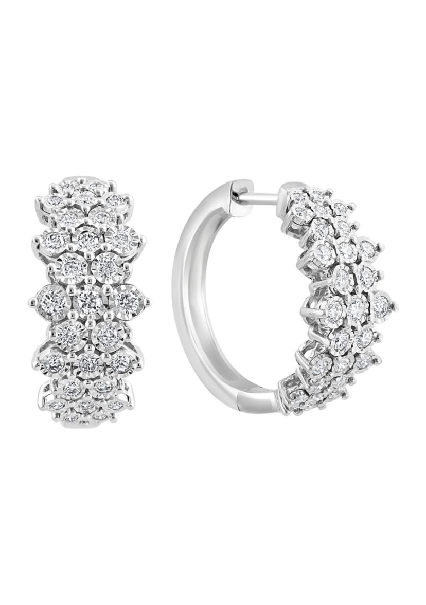 Lab Grown Diamond Miracle Set Earrings in Sterling Silver