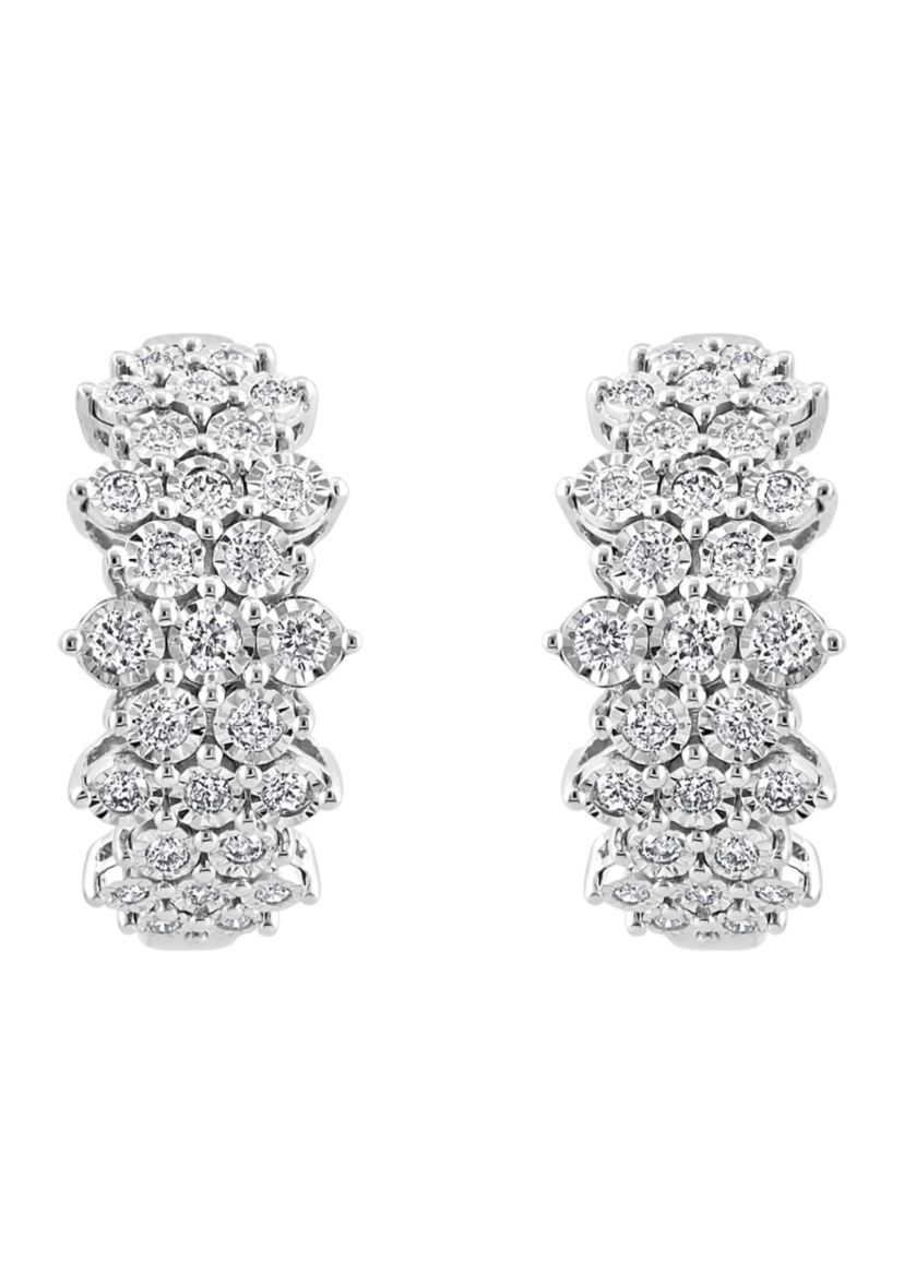 Lab Grown Diamond Miracle Set Earrings in Sterling Silver