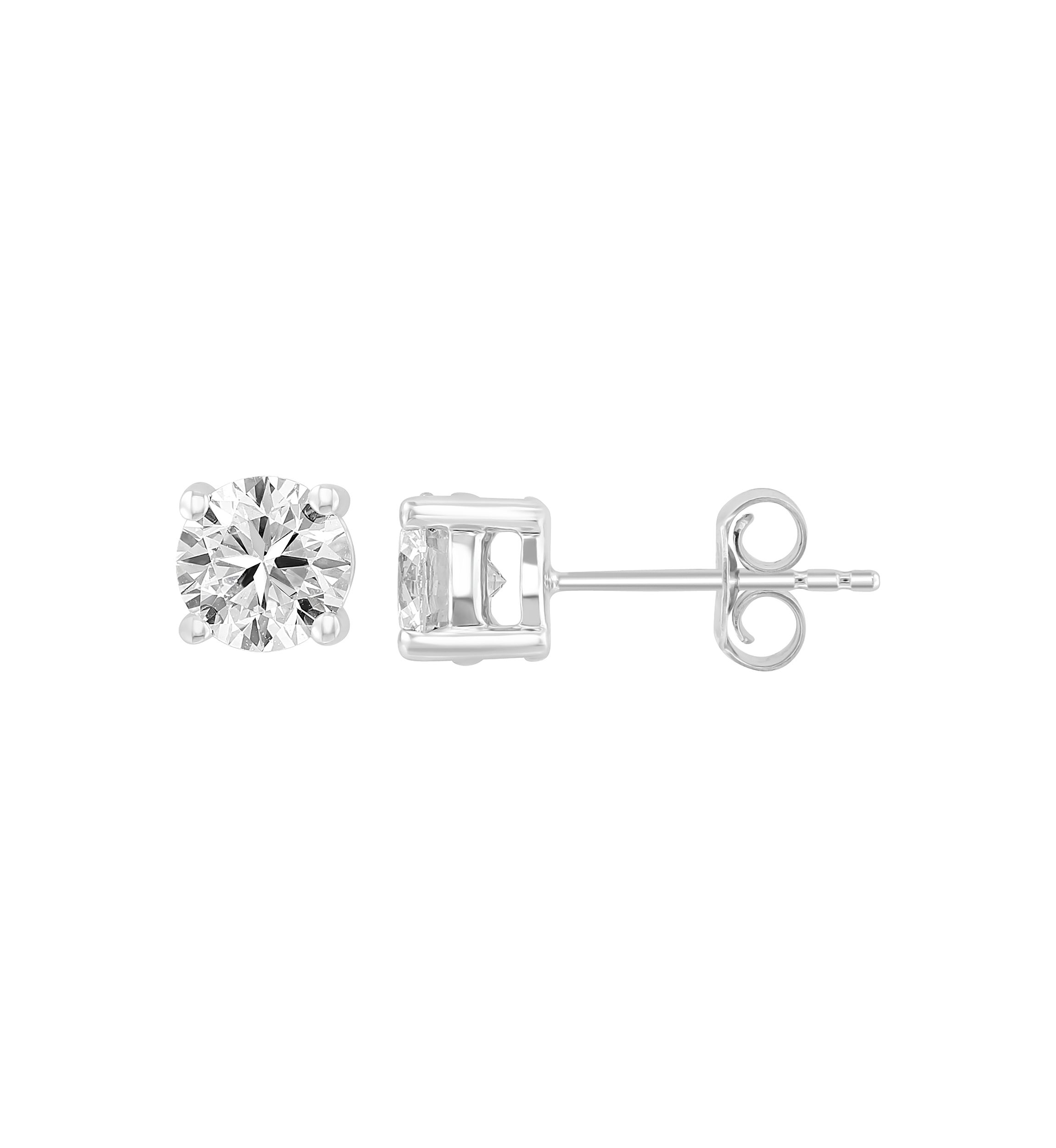 Lab Created 14K White Gold Lab Grown Diamond Earrings (With 3/4 ct. t.w. Center Size Each) 