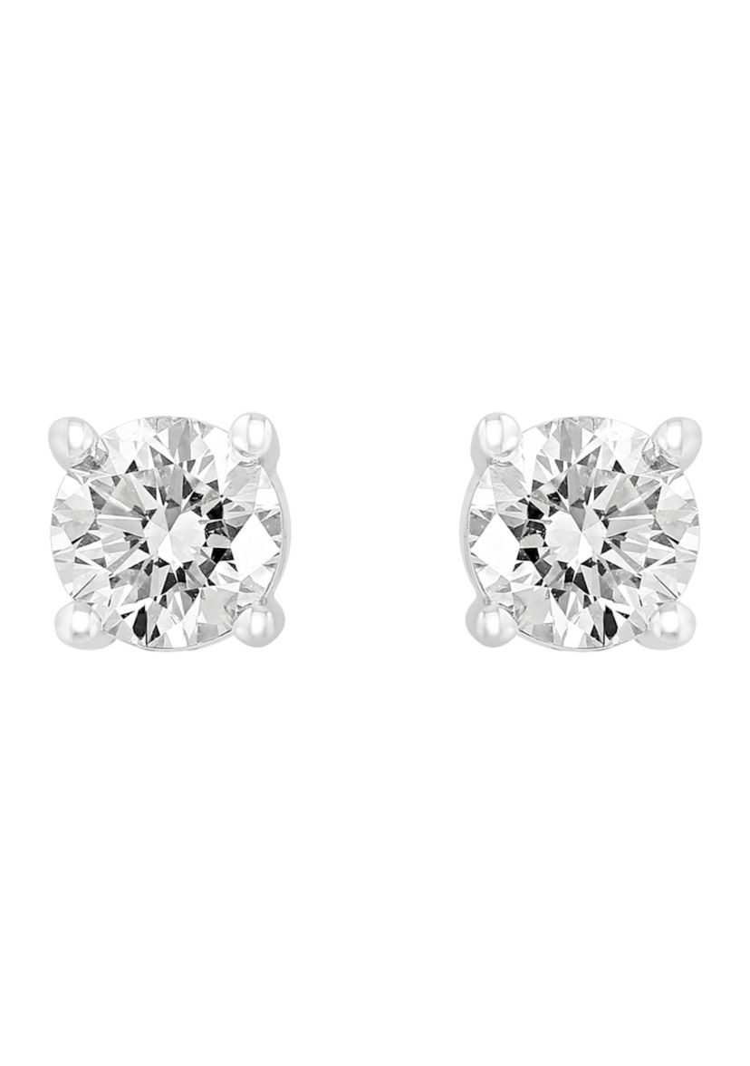 Lab Created 14K White Gold Lab Grown Diamond Earrings (With 2 ct. t.w. Center Size) 