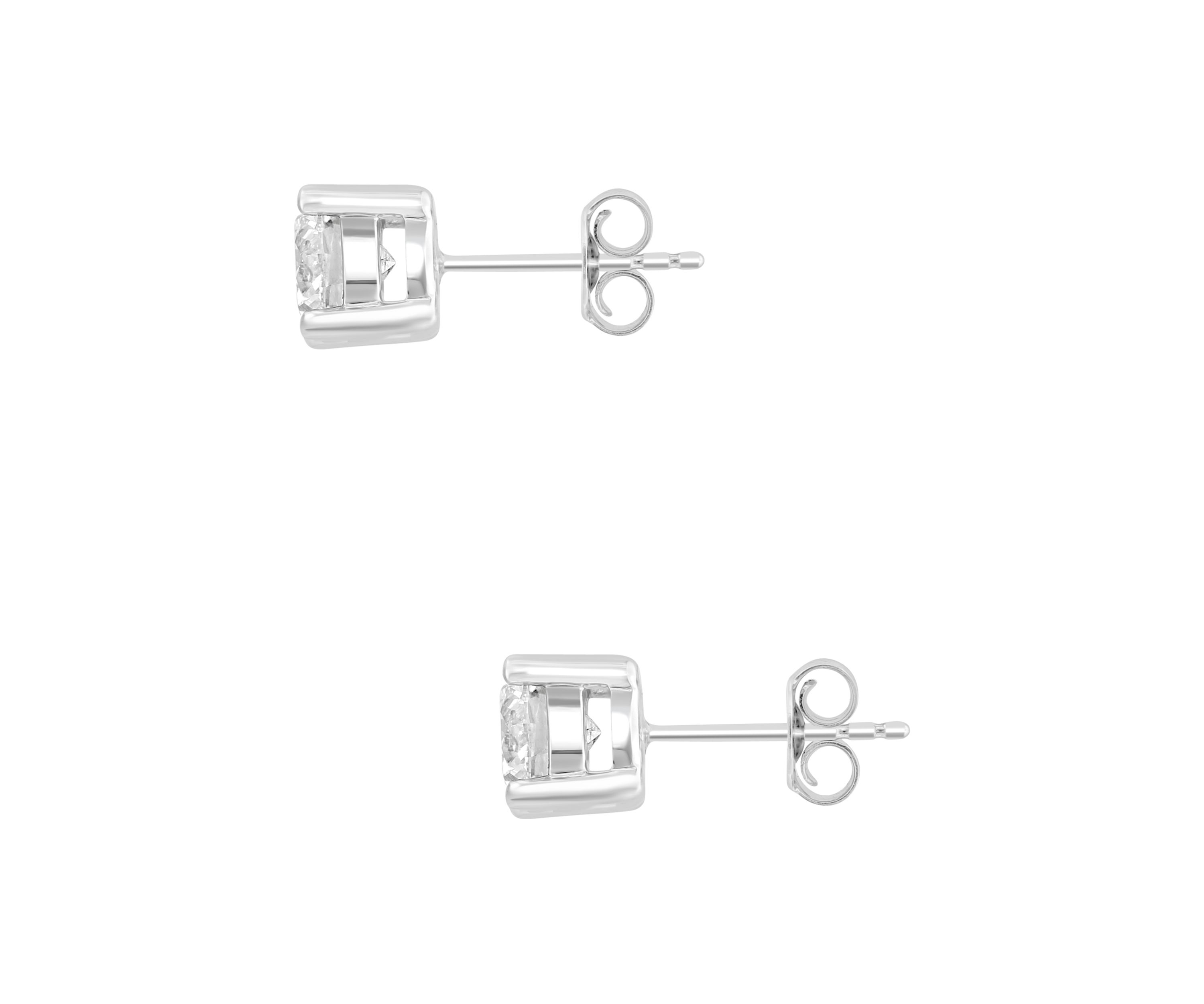 Lab Created 14K White Gold Lab Grown Diamond Earrings (With 2 ct. t.w. Center Size) 